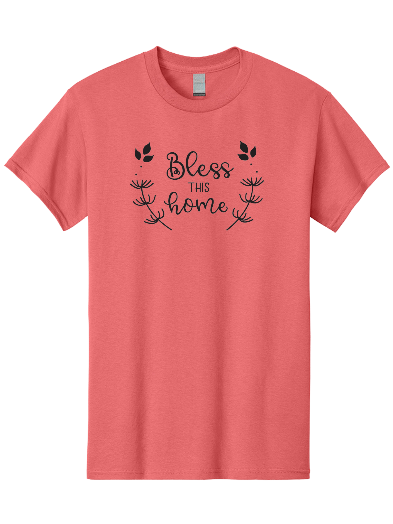 Bless-This-Home Men'S Graphic Tee, 100% Cotton, Comfortable Casual Summer Wear, Machine Washable, Bless This Home, Home Decor, Inspirational Quote, Floral Design, Dandelion Graphics, Home Blessing, Positive Vibes, Wall Art, Motivational Quote, Aac524