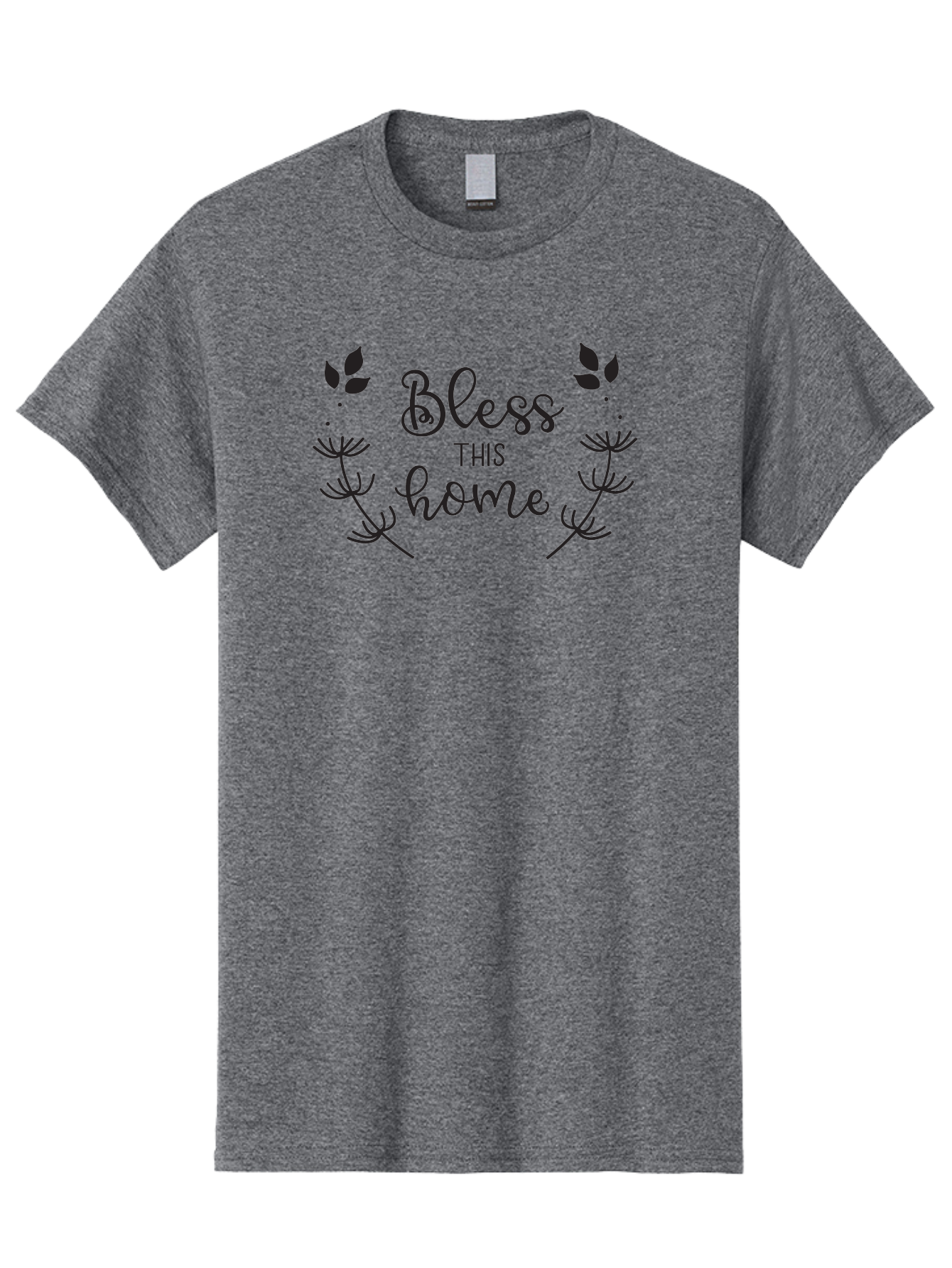 Bless-This-Home Men'S Graphic Tee, 100% Cotton, Comfortable Casual Summer Wear, Machine Washable, Bless This Home, Home Decor, Inspirational Quote, Floral Design, Dandelion Graphics, Home Blessing, Positive Vibes, Wall Art, Motivational Quote, Aac524