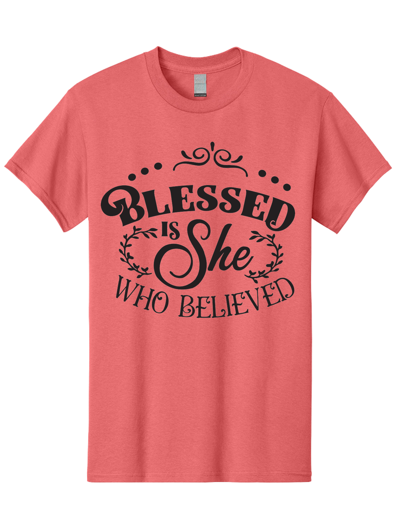 Blessed-Is-She-Who-Believed Men'S Graphic Tee, 100% Cotton, Comfortable Casual Summer Wear, Machine Washable, Inspirational Quote, Motivational Phrase, Blessed Is She Who Believed, Faith-Based Message, Positive Affirmation, Female Empowerment Aac527