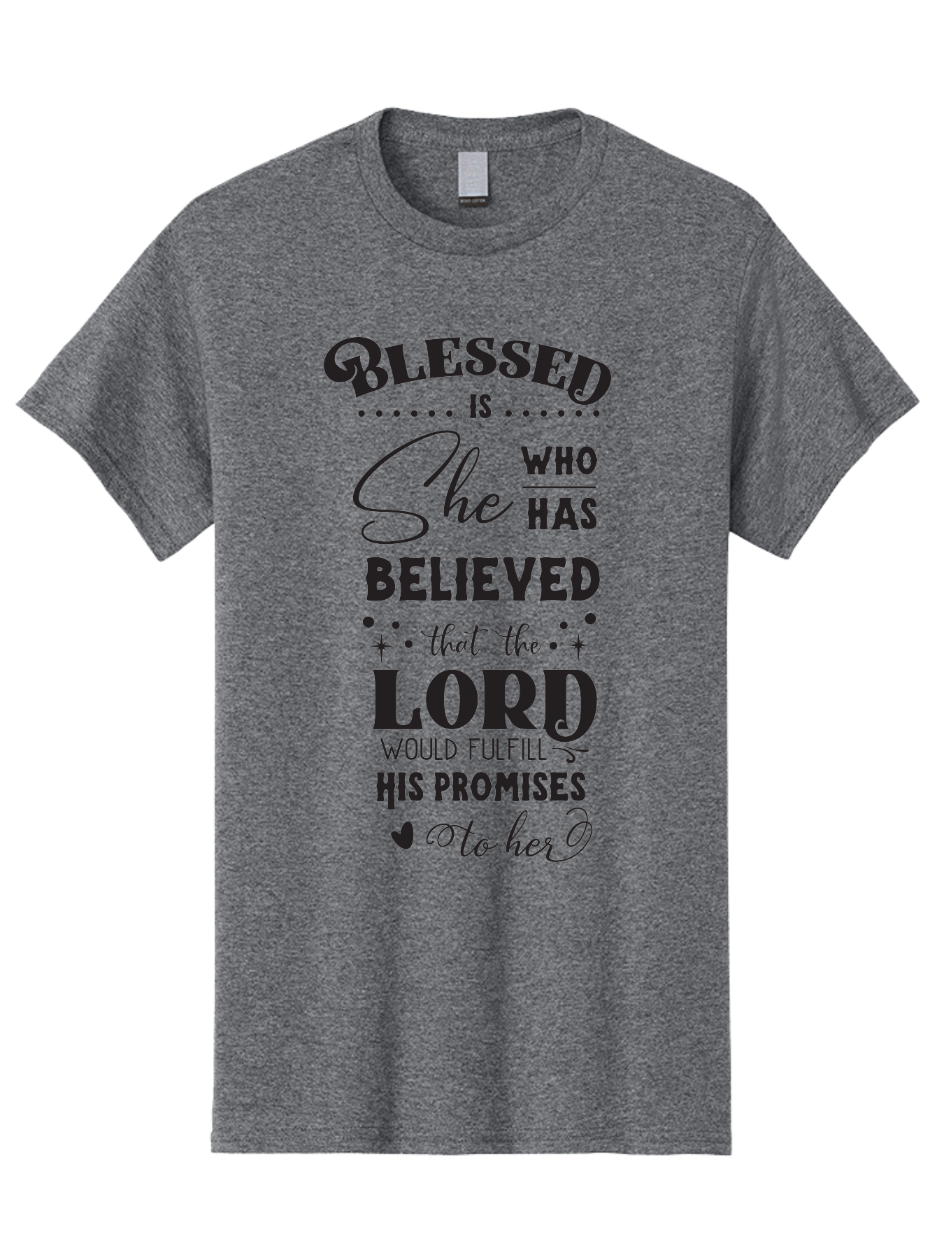 Blessed-Is-She Men'S Graphic Tee, 100% Cotton, Comfortable Casual Summer Wear, Machine Washable, Inspirational Quote, Motivational Saying, Faith-Based Message, Encouraging Words, Spiritual Guidance, Empowerment For Women, Christian Values, Aac528