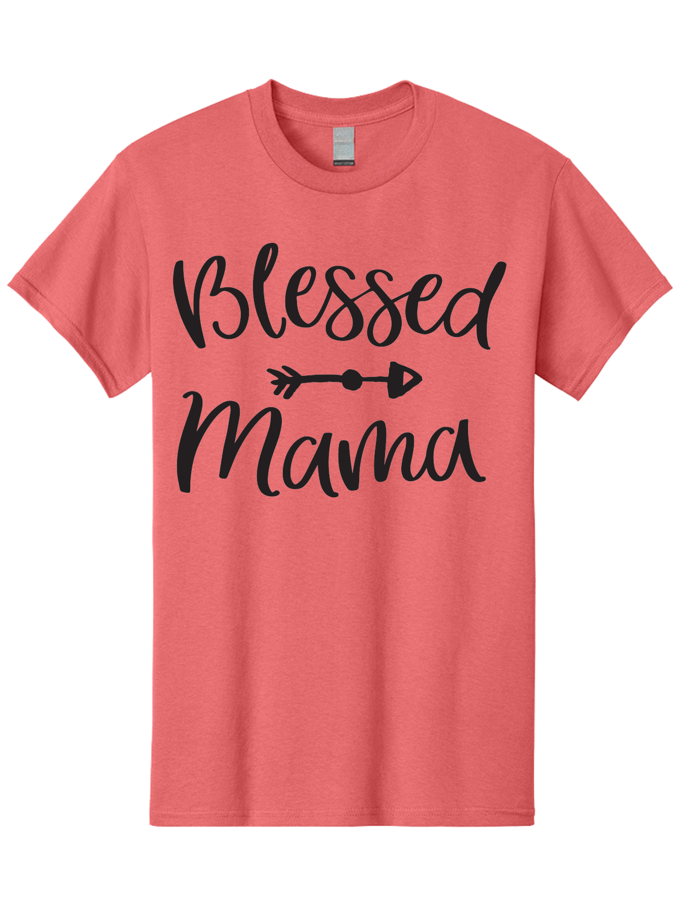 Blessed-Mama Men'S Graphic Tee, 100% Cotton, Comfortable Casual Summer Wear, Machine Washable, Blessed Mama, Inspirational Quote, Motivational Phrase, Arrow Symbol, Motherhood, Love, Positivity, Faith, Family Aac529