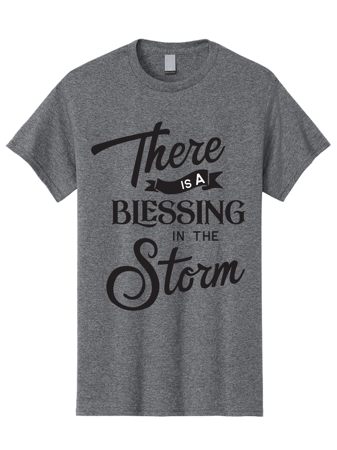 Blessing-In-The-Storm Men'S Graphic Tee, 100% Cotton, Comfortable Casual Summer Wear, Machine Washable, Inspirational Quote, Motivational Message, Blessing In The Storm, Uplifting Words, Positive Affirmation, Faith, Perseverance, Aac530
