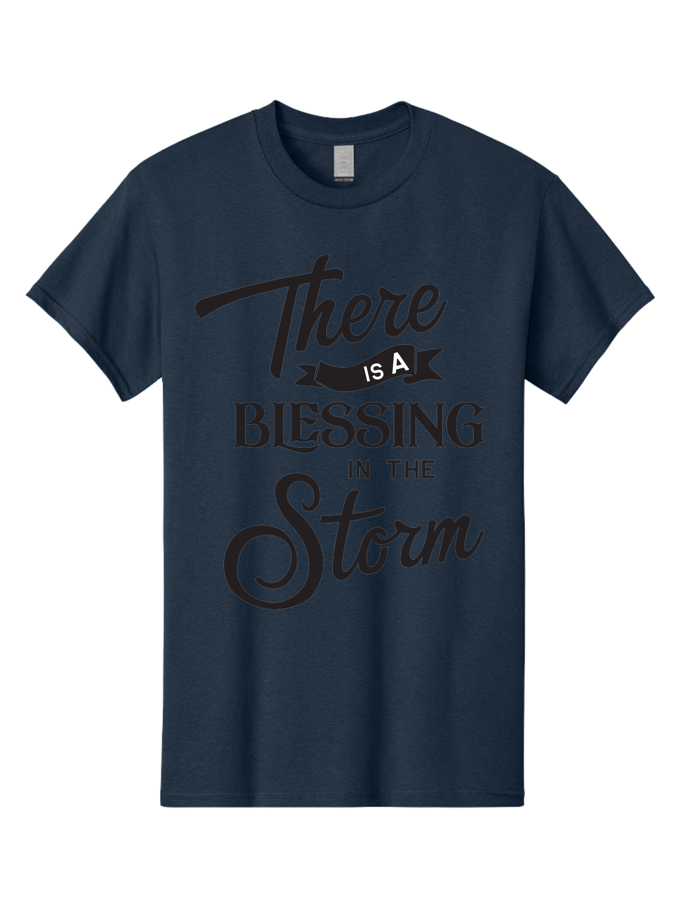 Blessing-In-The-Storm Men'S Graphic Tee, 100% Cotton, Comfortable Casual Summer Wear, Machine Washable, Inspirational Quote, Motivational Message, Blessing In The Storm, Uplifting Words, Positive Affirmation, Faith, Perseverance, Aac530