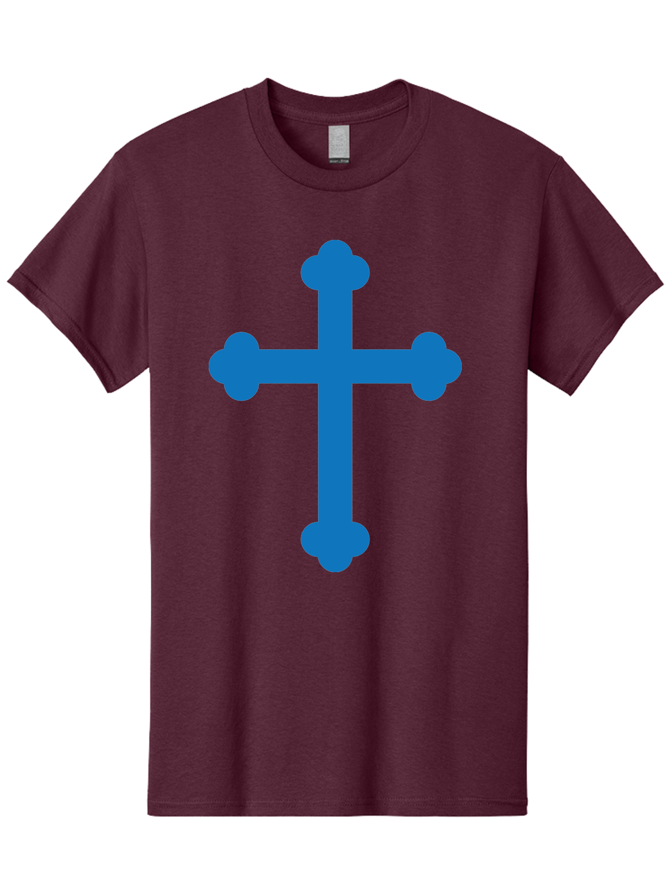 Blue-Cross Men'S Graphic Tee, 100% Cotton, Comfortable Casual Summer Wear, Machine Washable, Blue Cross, Heraldic Symbol, Christian Cross, Potent Cross, Symbolic Imagery, Faith Representation, Graphic Design Element, Symbolic Graphic Aac534