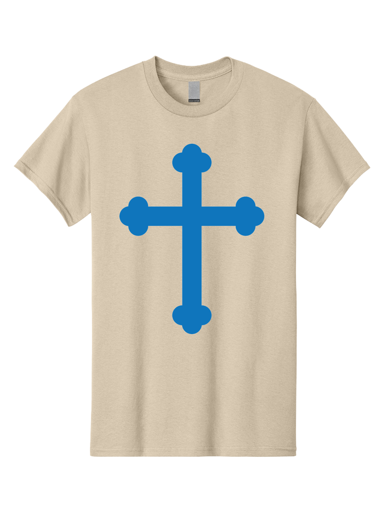Blue-Cross Men'S Graphic Tee, 100% Cotton, Comfortable Casual Summer Wear, Machine Washable, Blue Cross, Heraldic Symbol, Christian Cross, Potent Cross, Symbolic Imagery, Faith Representation, Graphic Design Element, Symbolic Graphic Aac534