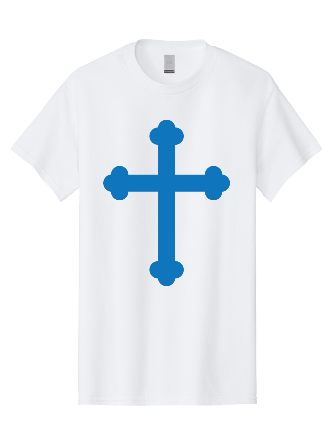 Blue-Cross Men'S Graphic Tee, 100% Cotton, Comfortable Casual Summer Wear, Machine Washable, Blue Cross, Heraldic Symbol, Christian Cross, Potent Cross, Symbolic Imagery, Faith Representation, Graphic Design Element, Symbolic Graphic Aac534