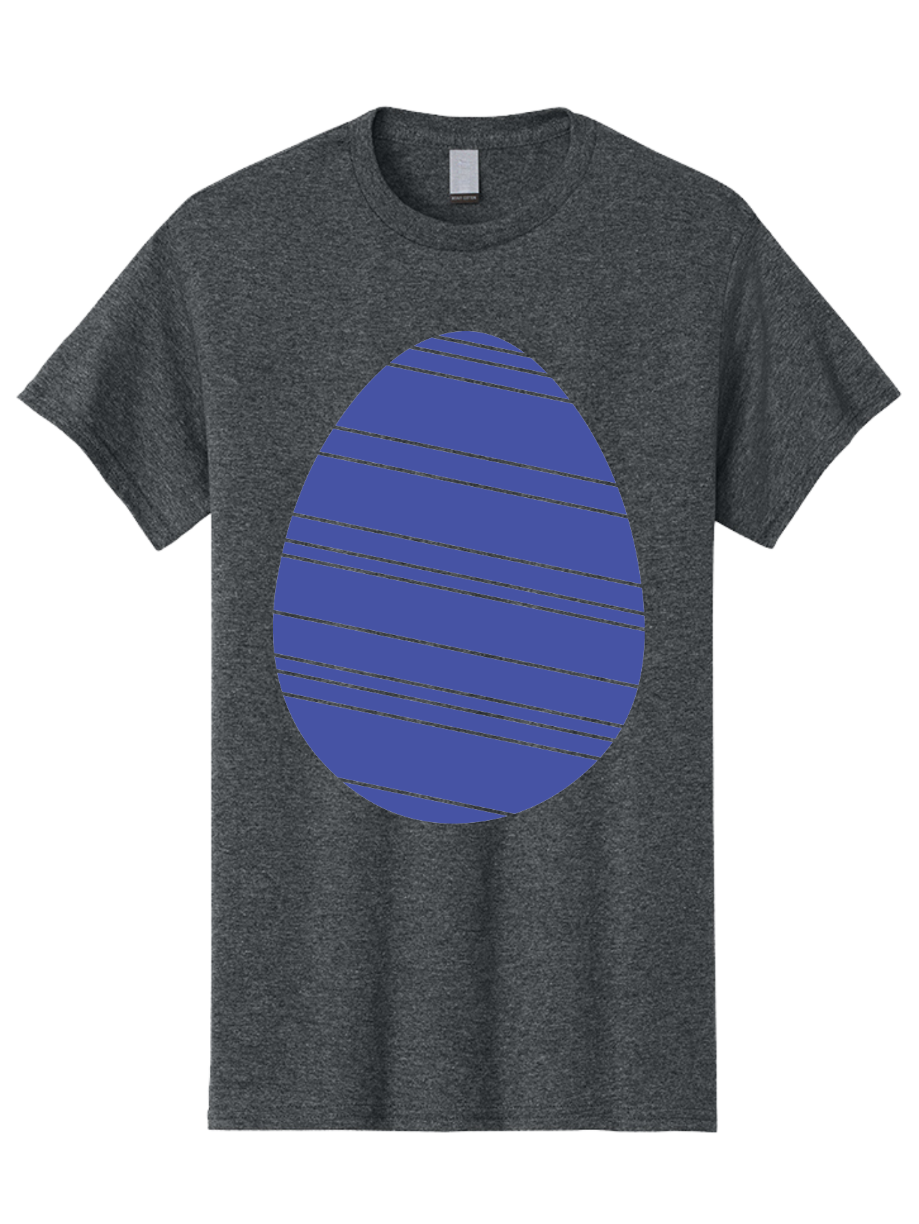 Blue-Easter-Egg Men'S Graphic Tee, 100% Cotton, Comfortable Casual Summer Wear, Machine Washable, Blue Oval Shape, Diagonal Stripes, Striped Pattern, Graphic Design, Abstract Art, Vibrant Colors, Modern Illustration Aac535