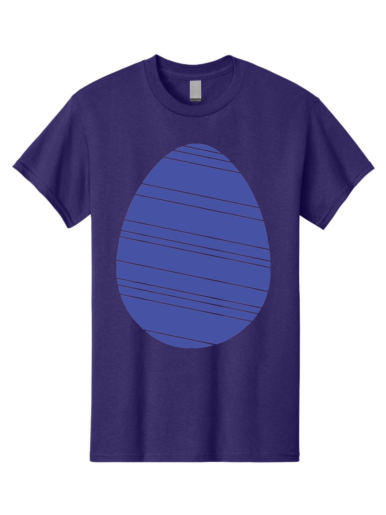 Blue-Easter-Egg Men'S Graphic Tee, 100% Cotton, Comfortable Casual Summer Wear, Machine Washable, Blue Oval Shape, Diagonal Stripes, Striped Pattern, Graphic Design, Abstract Art, Vibrant Colors, Modern Illustration Aac535
