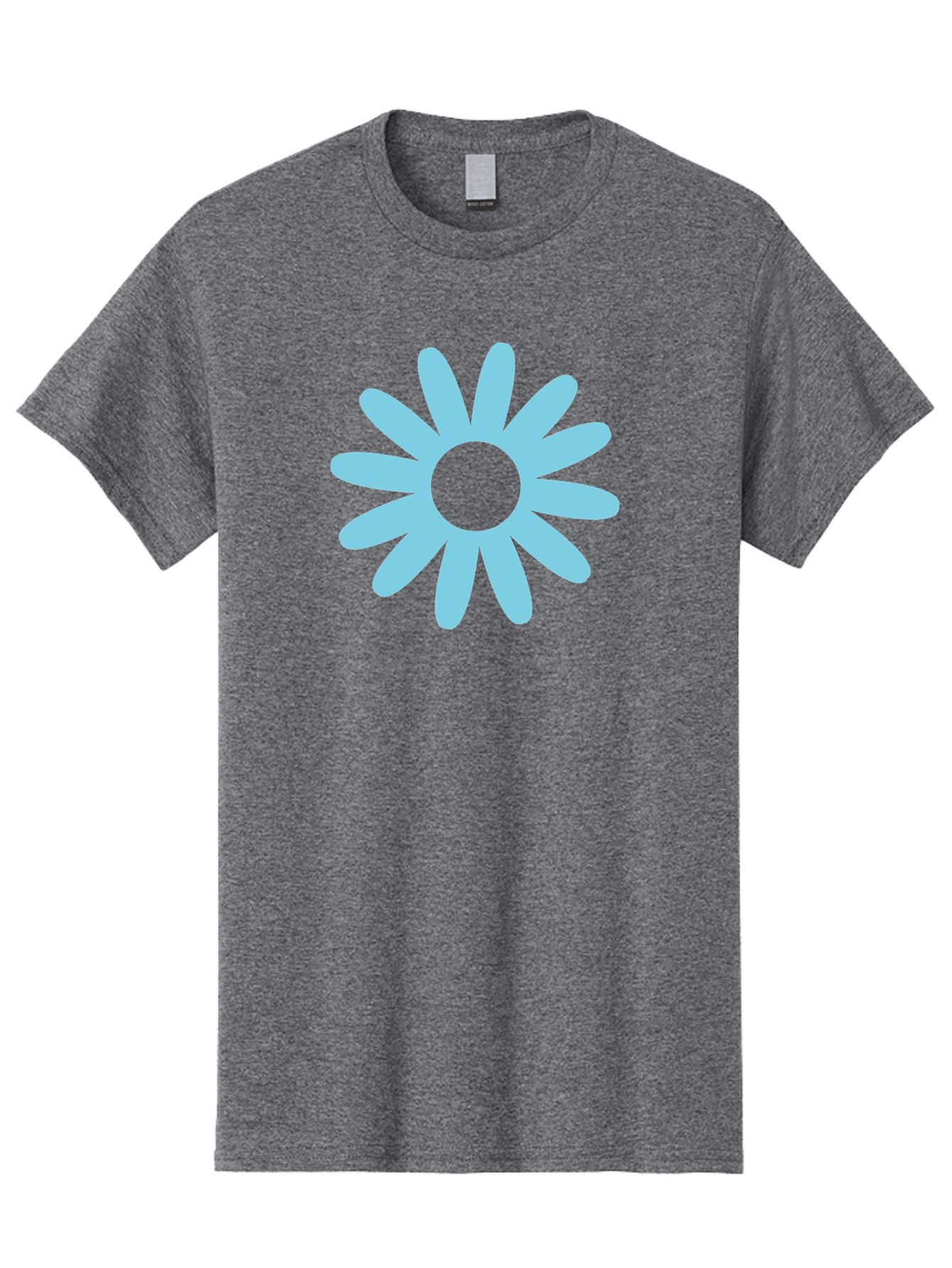 Blue-Flower Men'S Graphic Tee, 100% Cotton, Comfortable Casual Summer Wear, Machine Washable, Blue Flower, Simple Design, Minimalist Art, Floral Pattern, Light Blue Petals, Abstract Flower, Modern Graphics Aac536