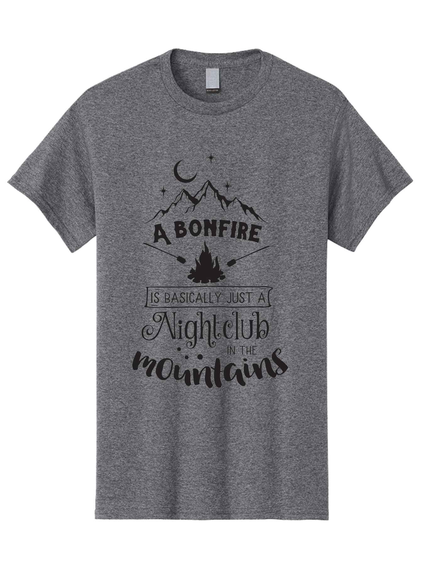 Bonfire-Nightclub Men'S Graphic Tee, 100% Cotton, Comfortable Casual Summer Wear, Machine Washable, Bonfire In The Mountains, Nightclub Atmosphere, Camping Vibes, Outdoor Adventures, Wilderness Getaway, Moonlit Nights, Starry Skies, Aac537