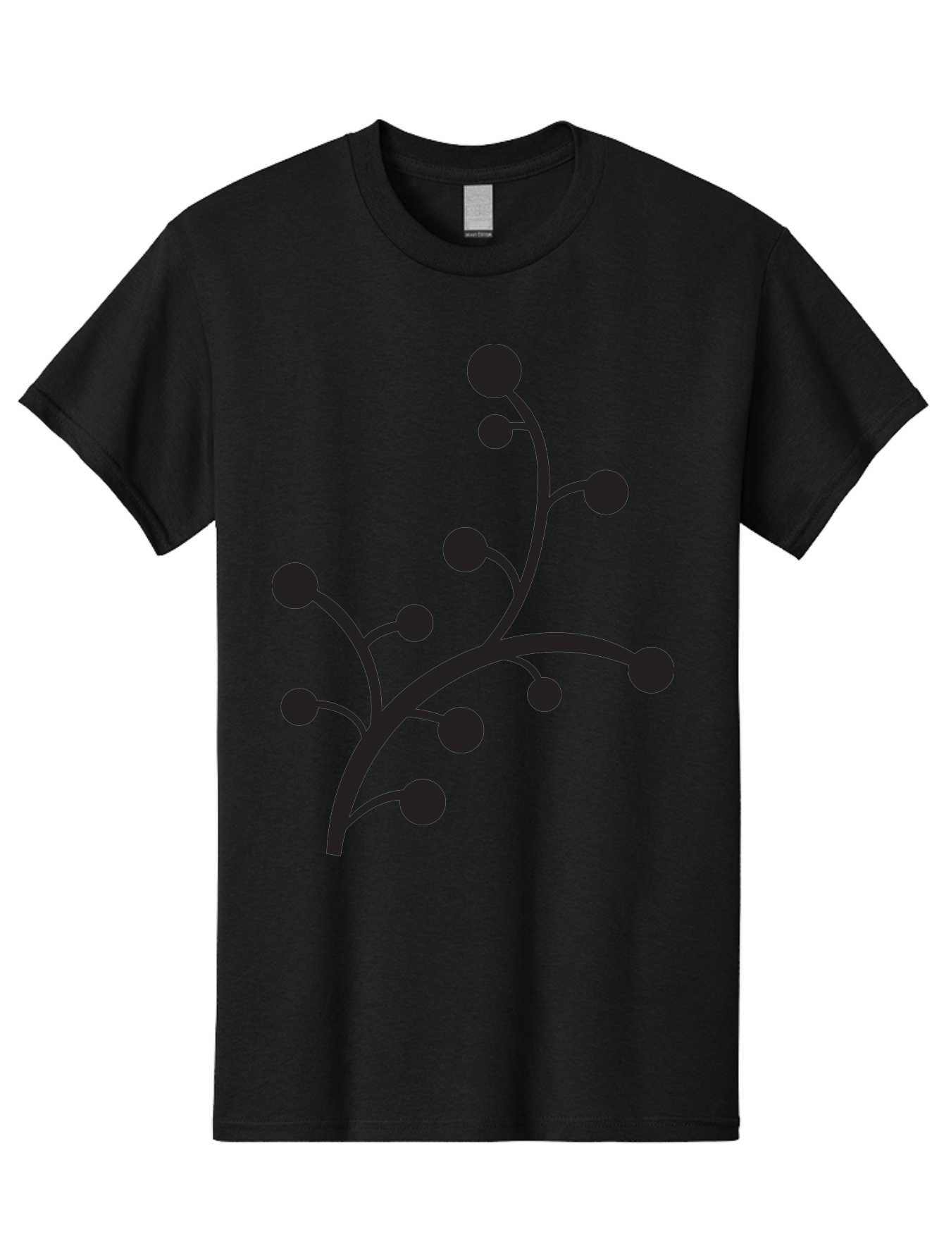 Branched-Stem Men'S Graphic Tee, 100% Cotton, Comfortable Casual Summer Wear, Machine Washable, Mistletoe Silhouette, Minimalist Design, Black And Green Color Scheme, Festive Decor, Holiday Icon, Christmas Symbol, Simple Graphics, Aac543