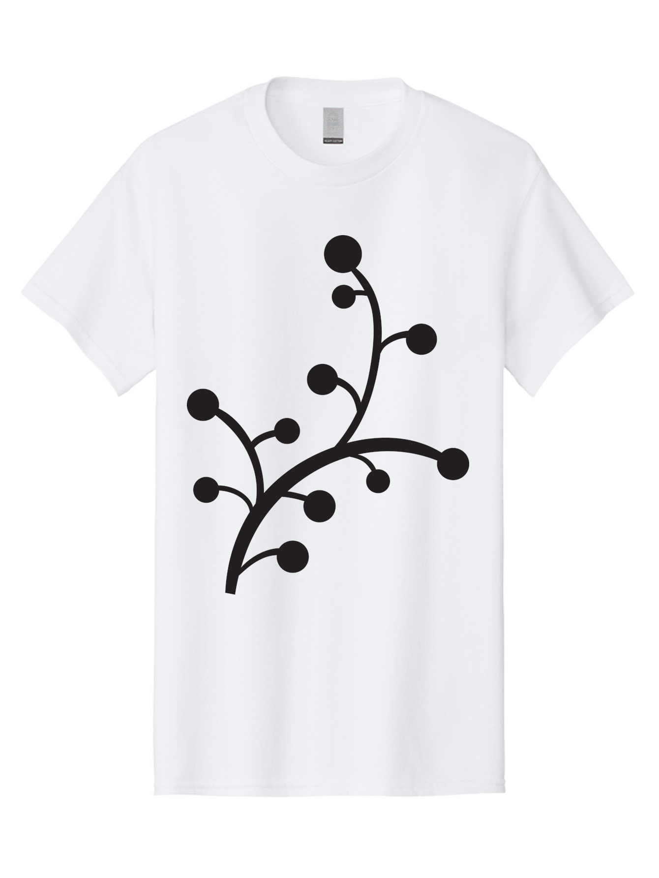 Branched-Stem Men'S Graphic Tee, 100% Cotton, Comfortable Casual Summer Wear, Machine Washable, Mistletoe Silhouette, Minimalist Design, Black And Green Color Scheme, Festive Decor, Holiday Icon, Christmas Symbol, Simple Graphics, Aac543