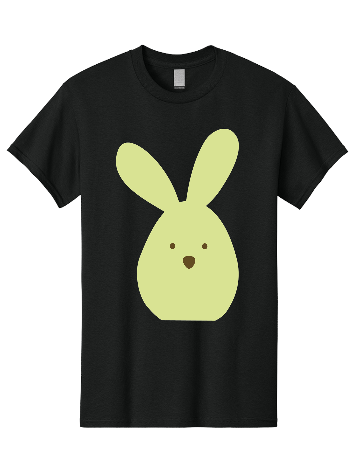 Bunny-Face Men'S Graphic Tee, 100% Cotton, Comfortable Casual Summer Wear, Machine Washable, Cartoon Bunny, Easter Bunny, Cute, Simple Design, Childrens Illustration, Rabbit Face, Brown Nose, Pale Yellow, Digital Art Aac549