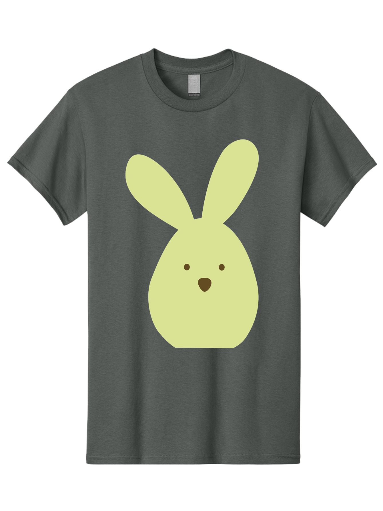 Bunny-Face Men'S Graphic Tee, 100% Cotton, Comfortable Casual Summer Wear, Machine Washable, Cartoon Bunny, Easter Bunny, Cute, Simple Design, Childrens Illustration, Rabbit Face, Brown Nose, Pale Yellow, Digital Art Aac549