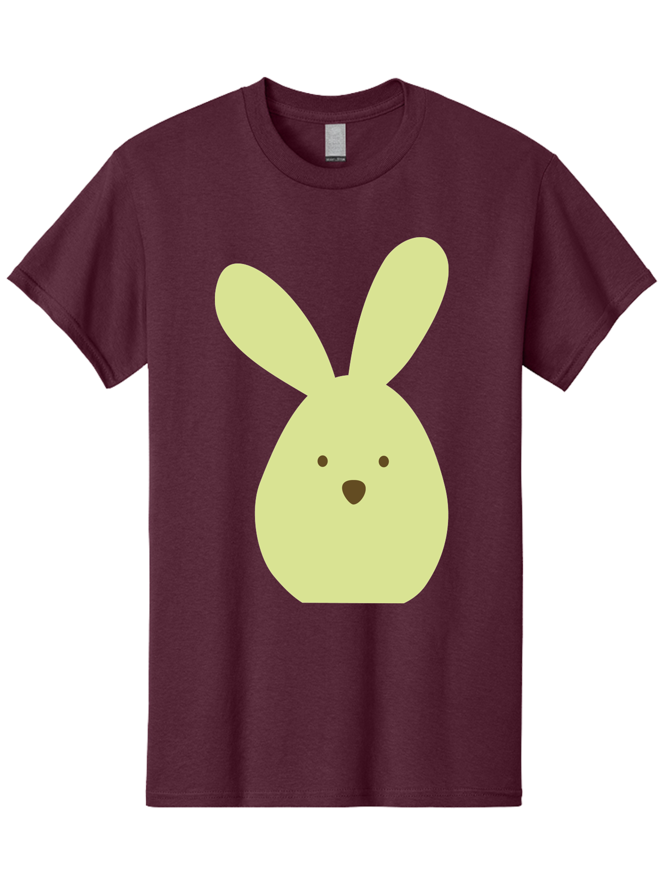 Bunny-Face Men'S Graphic Tee, 100% Cotton, Comfortable Casual Summer Wear, Machine Washable, Cartoon Bunny, Easter Bunny, Cute, Simple Design, Childrens Illustration, Rabbit Face, Brown Nose, Pale Yellow, Digital Art Aac549