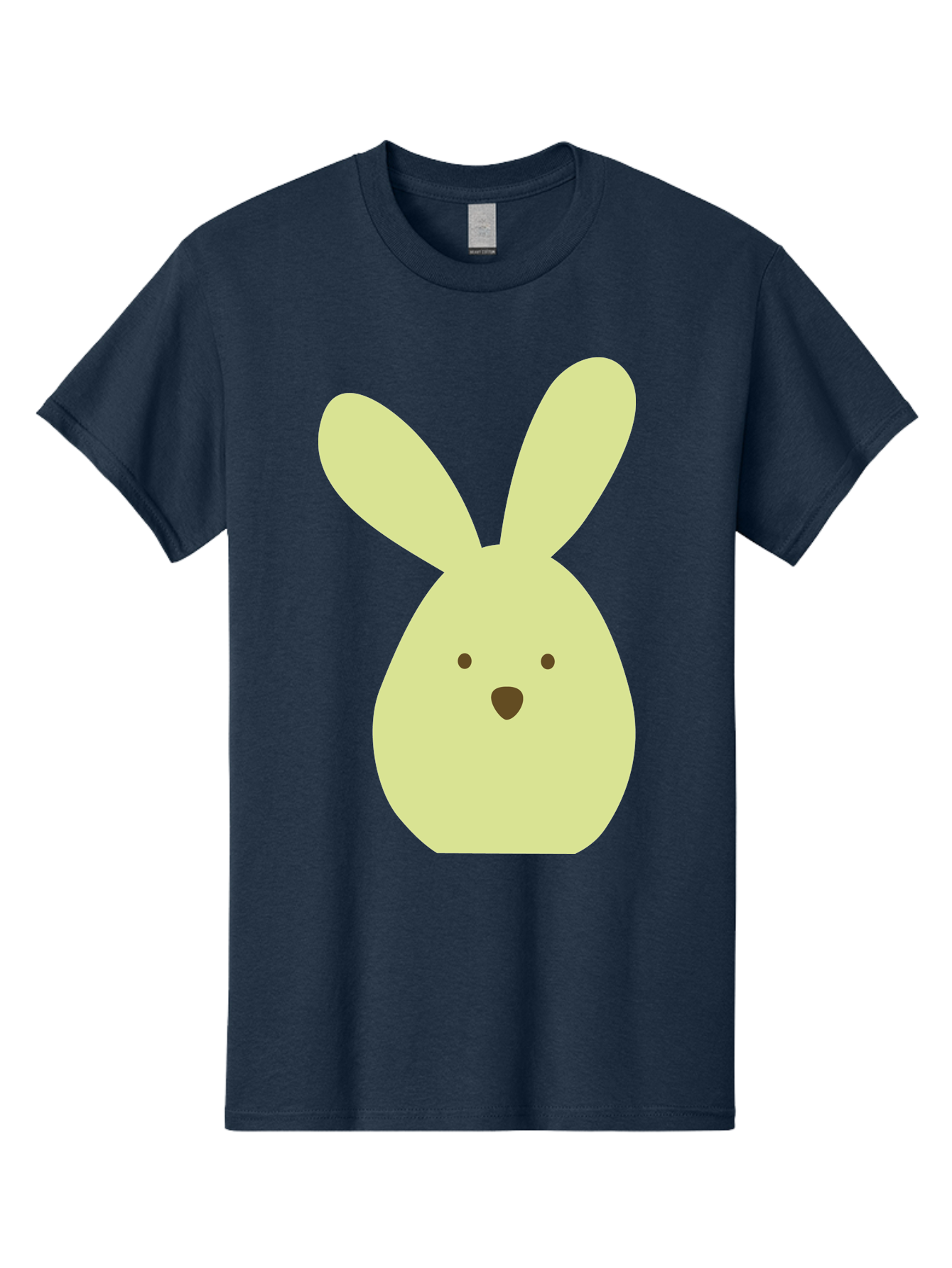 Bunny-Face Men'S Graphic Tee, 100% Cotton, Comfortable Casual Summer Wear, Machine Washable, Cartoon Bunny, Easter Bunny, Cute, Simple Design, Childrens Illustration, Rabbit Face, Brown Nose, Pale Yellow, Digital Art Aac549
