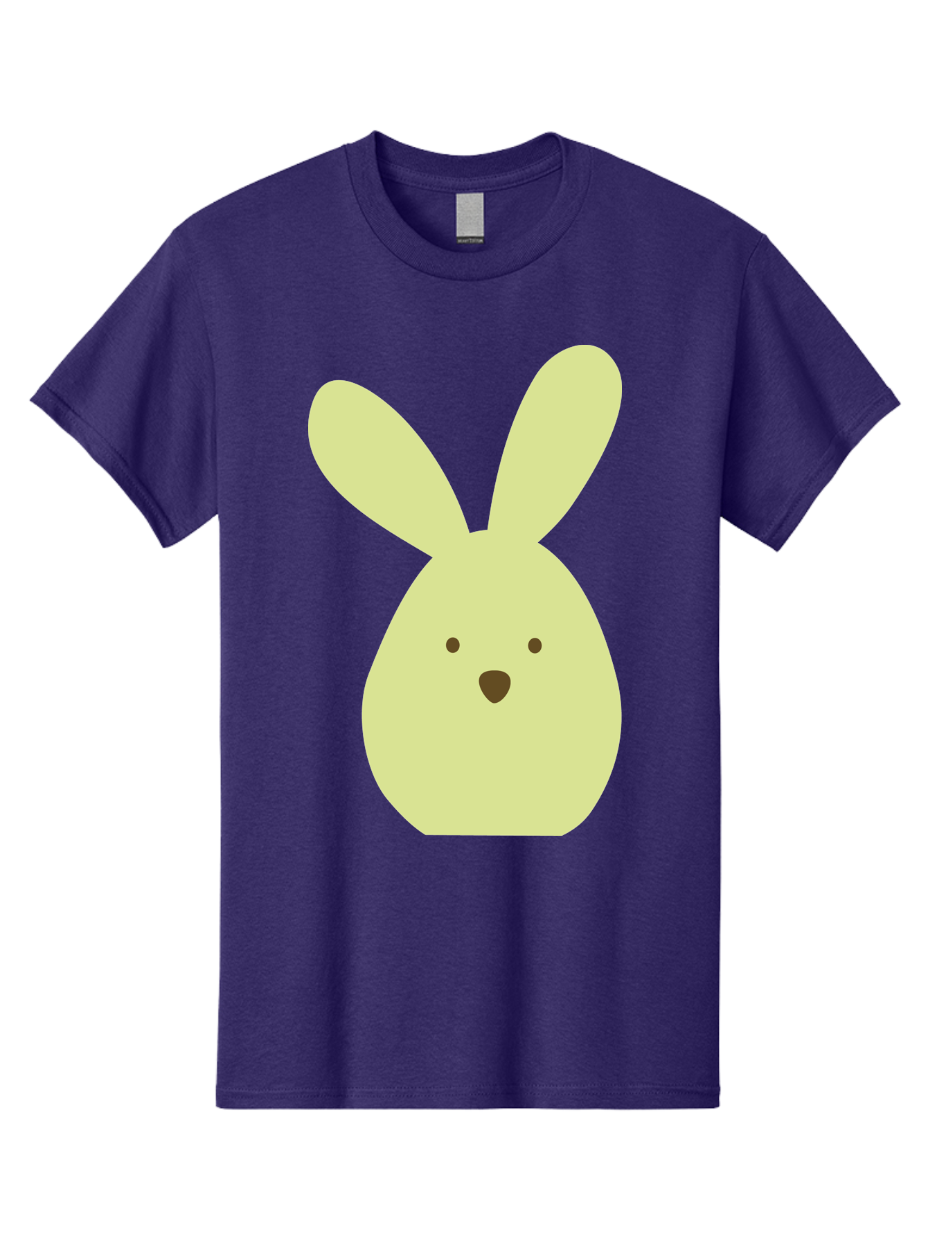 Bunny-Face Men'S Graphic Tee, 100% Cotton, Comfortable Casual Summer Wear, Machine Washable, Cartoon Bunny, Easter Bunny, Cute, Simple Design, Childrens Illustration, Rabbit Face, Brown Nose, Pale Yellow, Digital Art Aac549