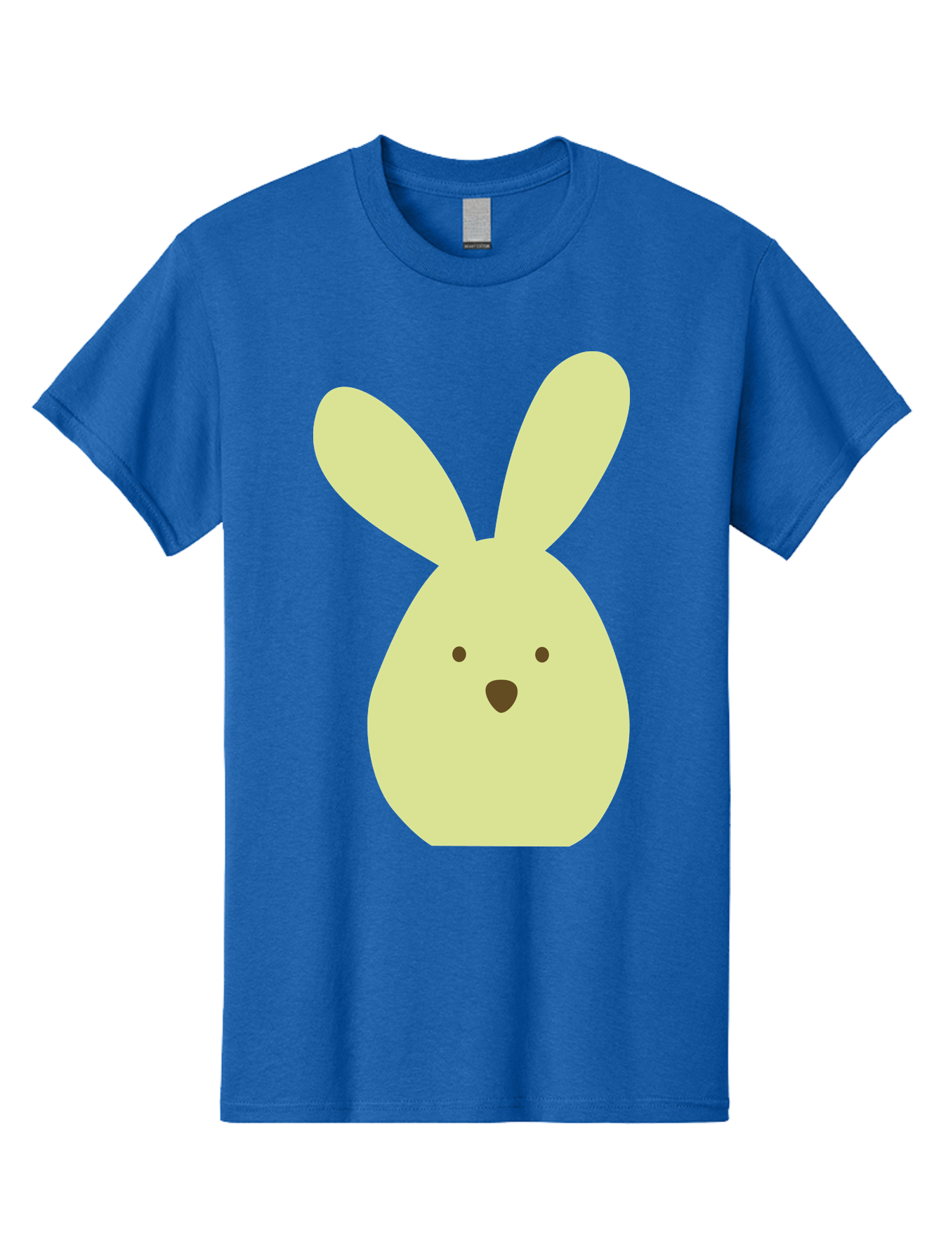 Bunny-Face Men'S Graphic Tee, 100% Cotton, Comfortable Casual Summer Wear, Machine Washable, Cartoon Bunny, Easter Bunny, Cute, Simple Design, Childrens Illustration, Rabbit Face, Brown Nose, Pale Yellow, Digital Art Aac549