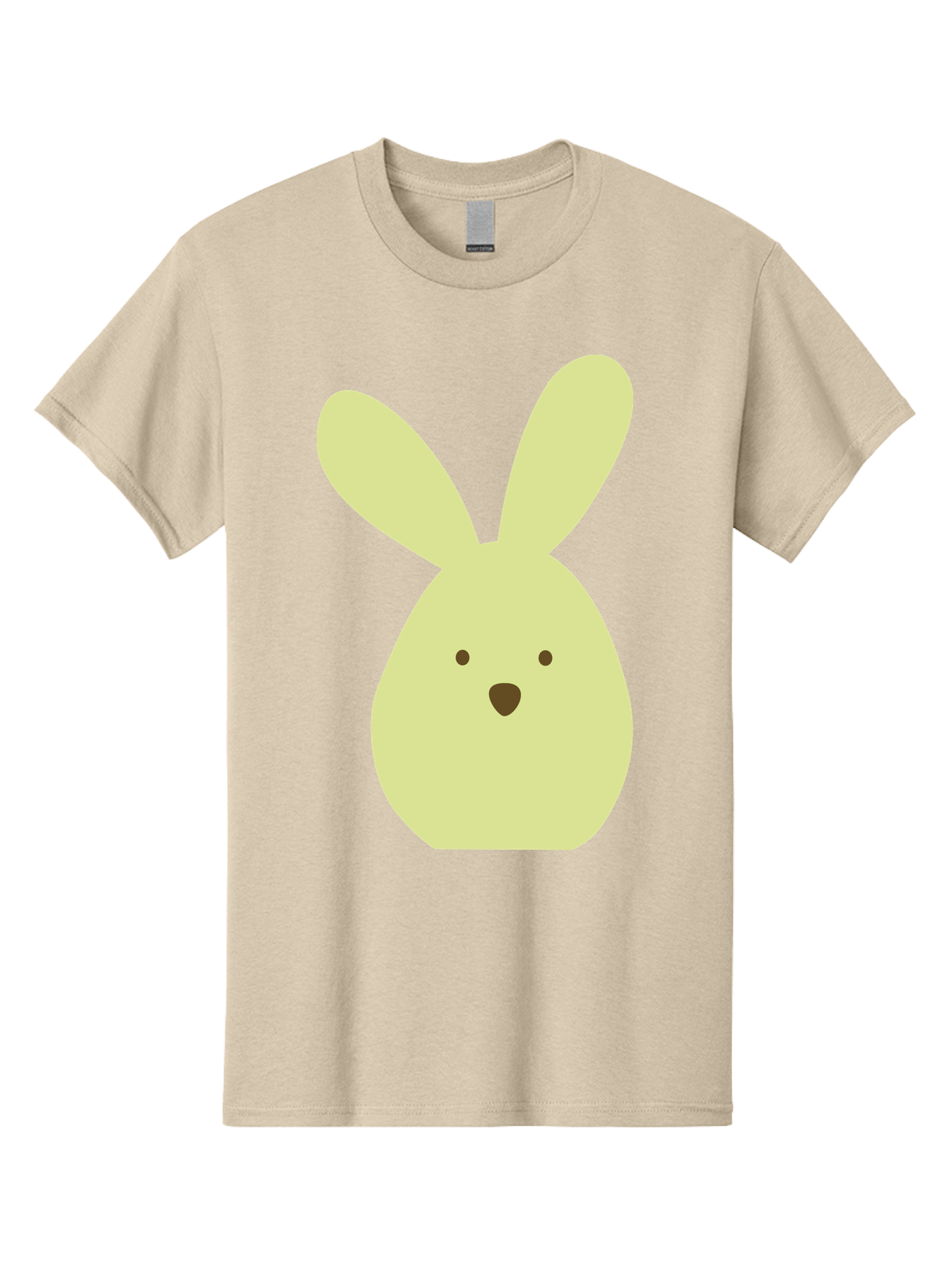 Bunny-Face Men'S Graphic Tee, 100% Cotton, Comfortable Casual Summer Wear, Machine Washable, Cartoon Bunny, Easter Bunny, Cute, Simple Design, Childrens Illustration, Rabbit Face, Brown Nose, Pale Yellow, Digital Art Aac549