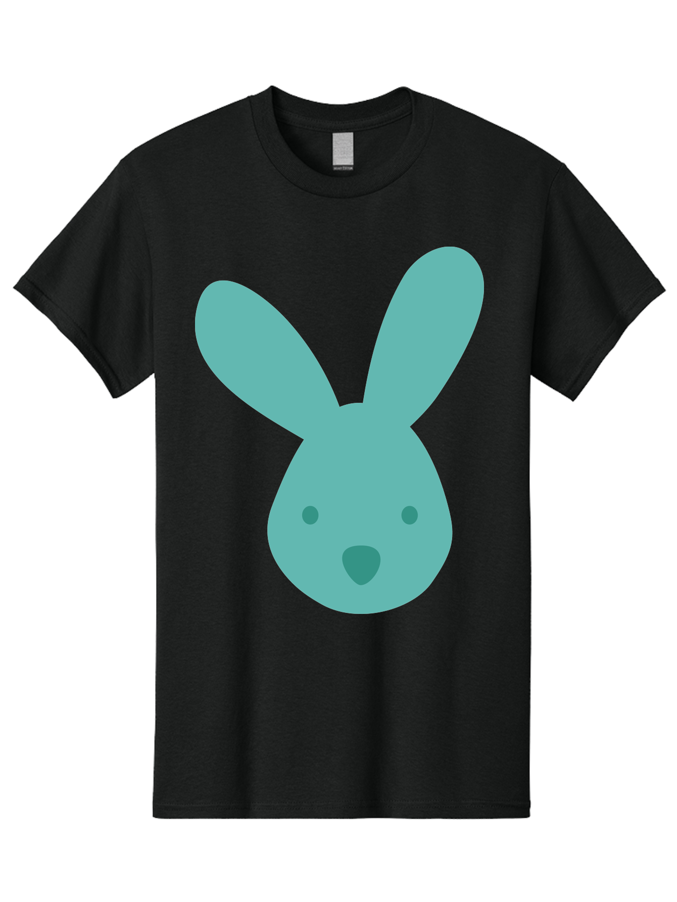 Bunny-Head Men'S Graphic Tee, 100% Cotton, Comfortable Casual Summer Wear, Machine Washable, Cartoon Bunny, Teal Rabbit, Simple Design, Cute Face, Digital Illustration, Easter Theme, Minimalist Art, Pastel Colors Aac550