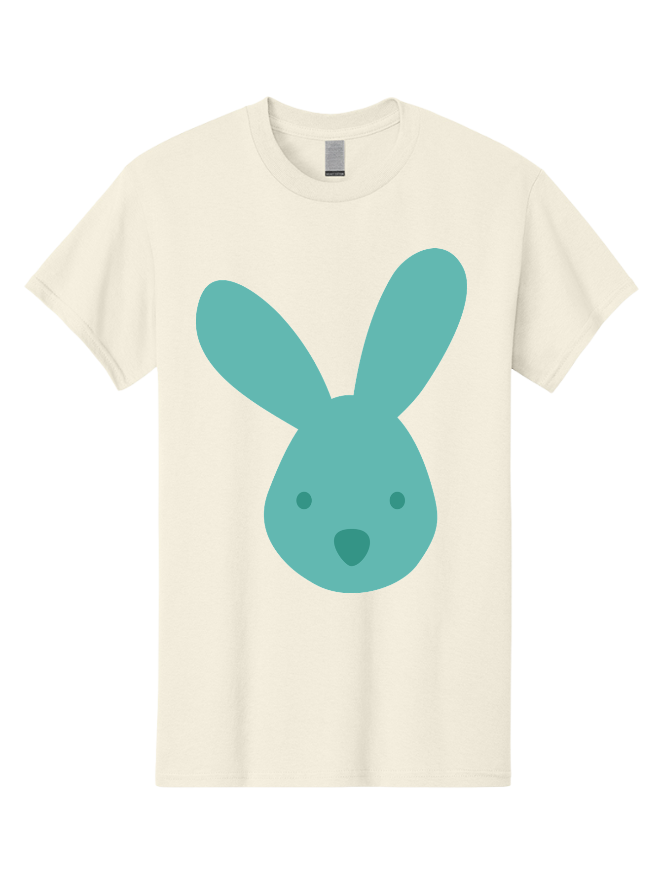 Bunny-Head Men'S Graphic Tee, 100% Cotton, Comfortable Casual Summer Wear, Machine Washable, Cartoon Bunny, Teal Rabbit, Simple Design, Cute Face, Digital Illustration, Easter Theme, Minimalist Art, Pastel Colors Aac550