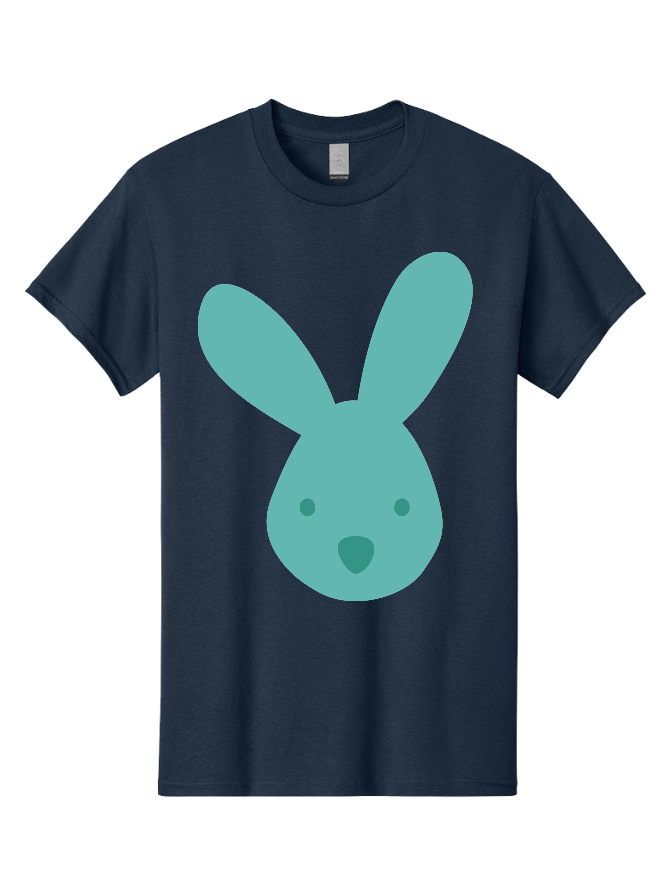 Bunny-Head Men'S Graphic Tee, 100% Cotton, Comfortable Casual Summer Wear, Machine Washable, Cartoon Bunny, Teal Rabbit, Simple Design, Cute Face, Digital Illustration, Easter Theme, Minimalist Art, Pastel Colors Aac550