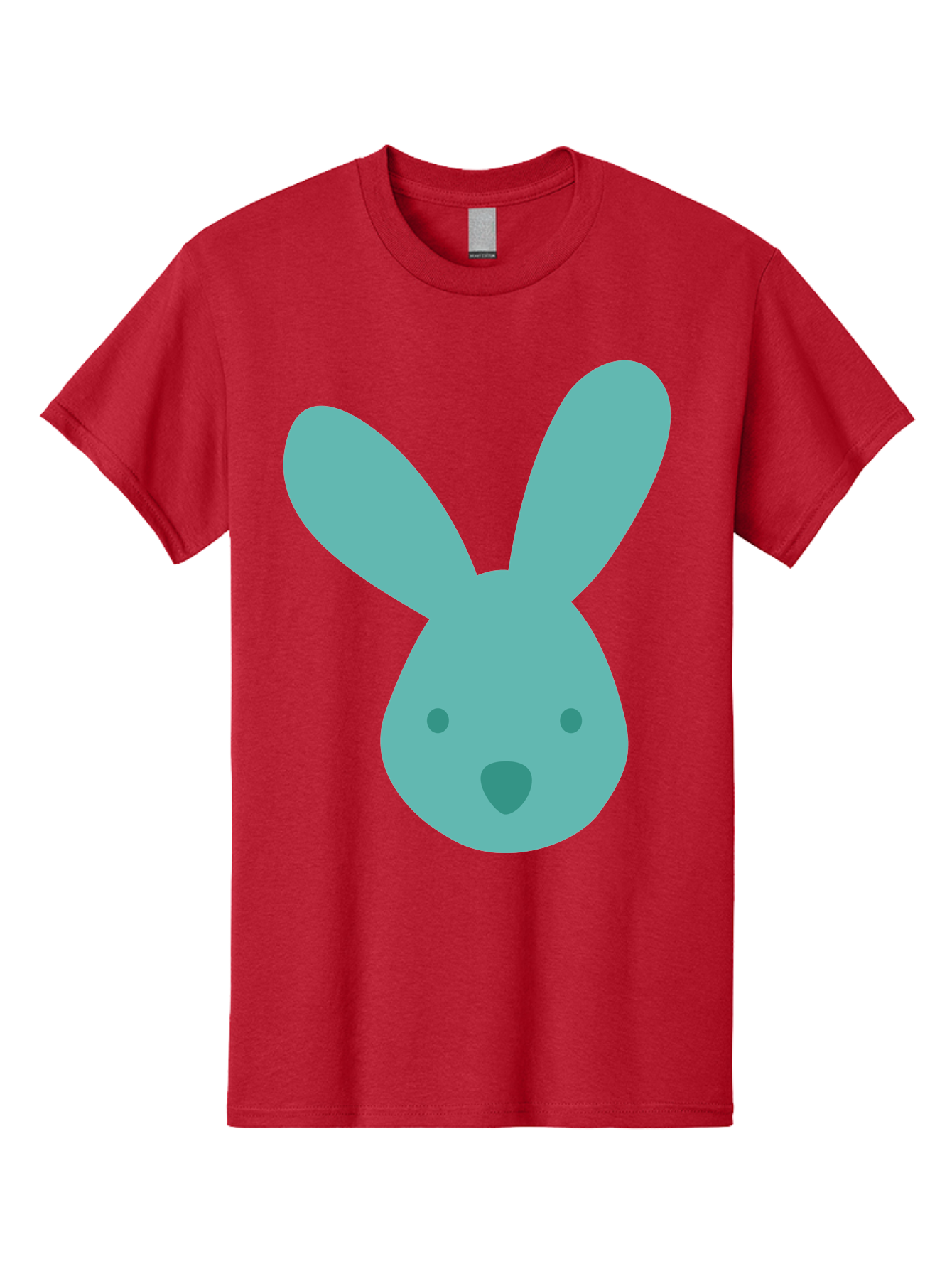 Bunny-Head Men'S Graphic Tee, 100% Cotton, Comfortable Casual Summer Wear, Machine Washable, Cartoon Bunny, Teal Rabbit, Simple Design, Cute Face, Digital Illustration, Easter Theme, Minimalist Art, Pastel Colors Aac550