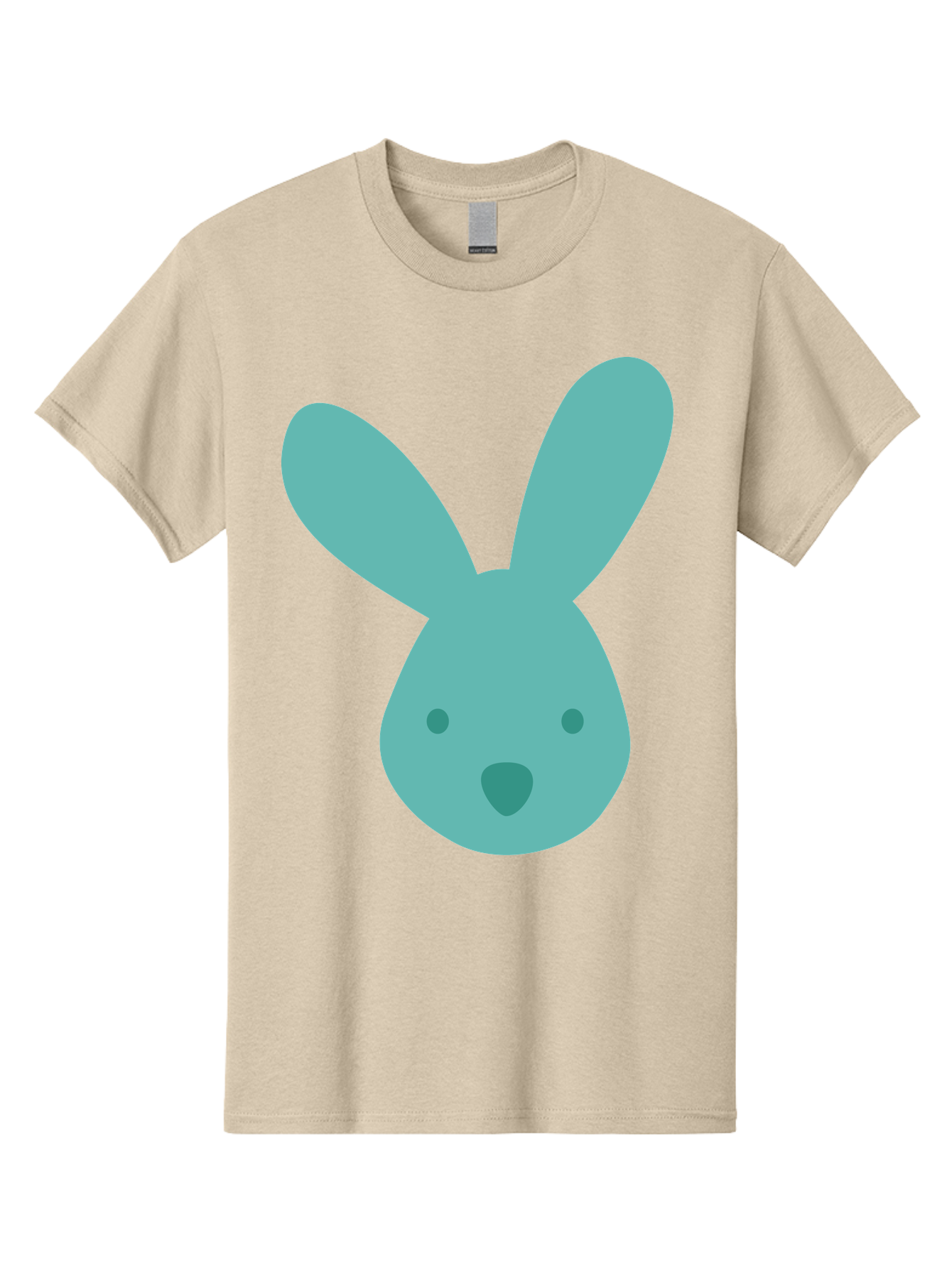 Bunny-Head Men'S Graphic Tee, 100% Cotton, Comfortable Casual Summer Wear, Machine Washable, Cartoon Bunny, Teal Rabbit, Simple Design, Cute Face, Digital Illustration, Easter Theme, Minimalist Art, Pastel Colors Aac550