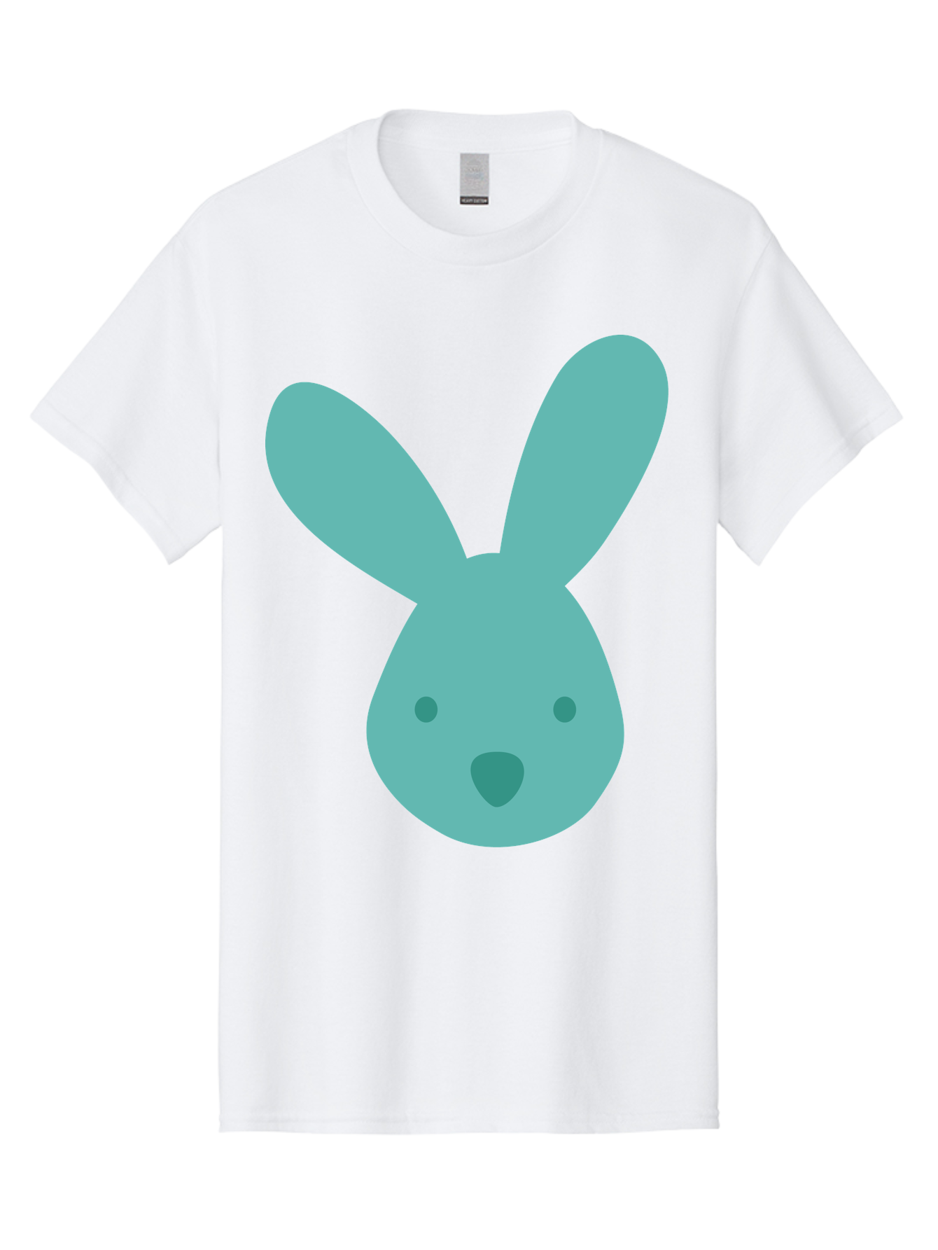 Bunny-Head Men'S Graphic Tee, 100% Cotton, Comfortable Casual Summer Wear, Machine Washable, Cartoon Bunny, Teal Rabbit, Simple Design, Cute Face, Digital Illustration, Easter Theme, Minimalist Art, Pastel Colors Aac550
