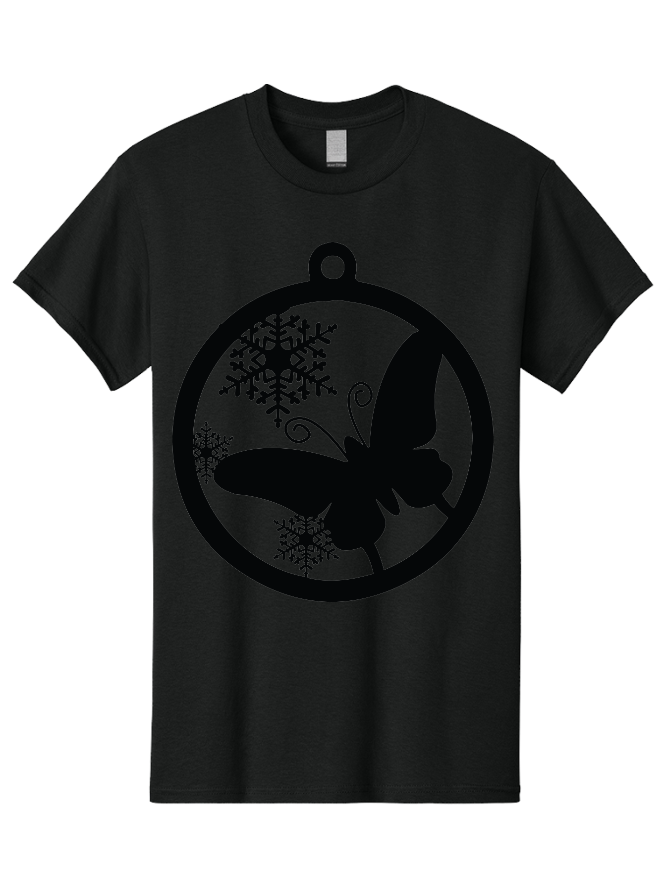 Butterfly-Ornament Men'S Graphic Tee, 100% Cotton, Comfortable Casual Summer Wear, Machine Washable, Butterfly, Snowflakes, Ornament, Winter Decor, Festive Design, Holiday Theme, Delicate Patterns, Intricate Details, Christmas Decoration Aac553