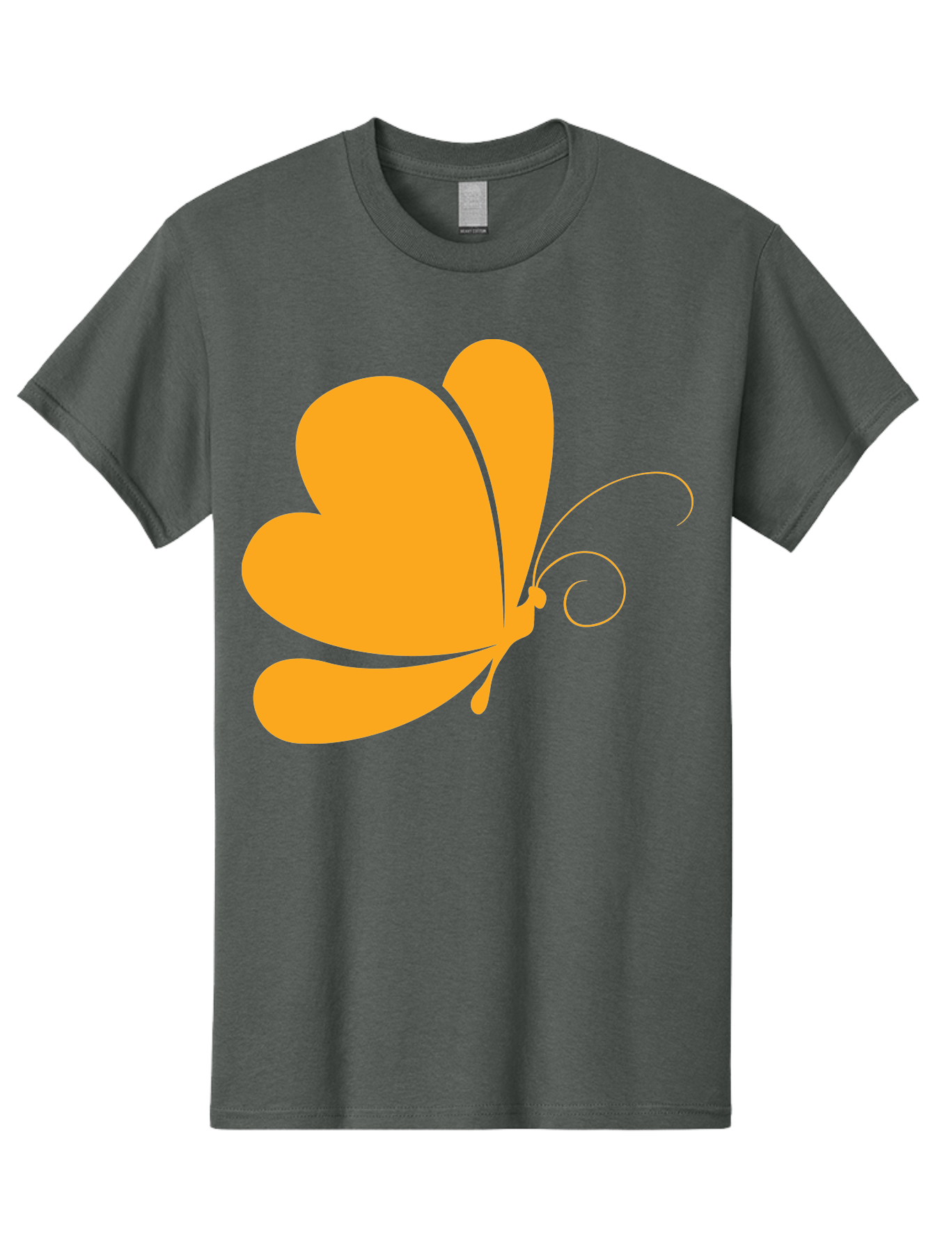 Butterfly Men'S Graphic Tee, 100% Cotton, Comfortable Casual Summer Wear, Machine Washable, Orange Butterfly, Minimalist Design, Stylized Insect, Delicate Features, Orange Silhouette, Butterfly Wings, Simple Shapes, Graphic Illustration, Aac554
