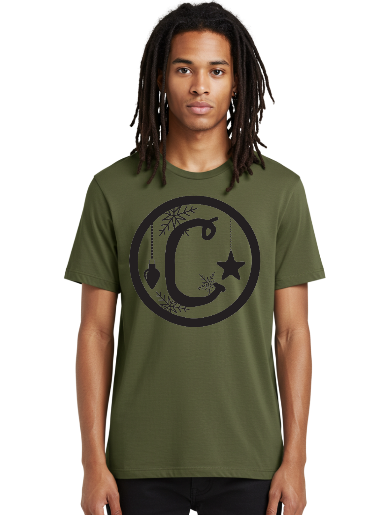 C Men'S Graphic Tee, 100% Cotton, Comfortable Casual Summer Wear, Machine Washable, Christmas Ornaments, Hanging Decorations, Christmas Tree, Festive Season, Holiday Decor, Winter Wonderland, Snowflakes, Christmas Star, Bauble, Christmas Theme Aac557