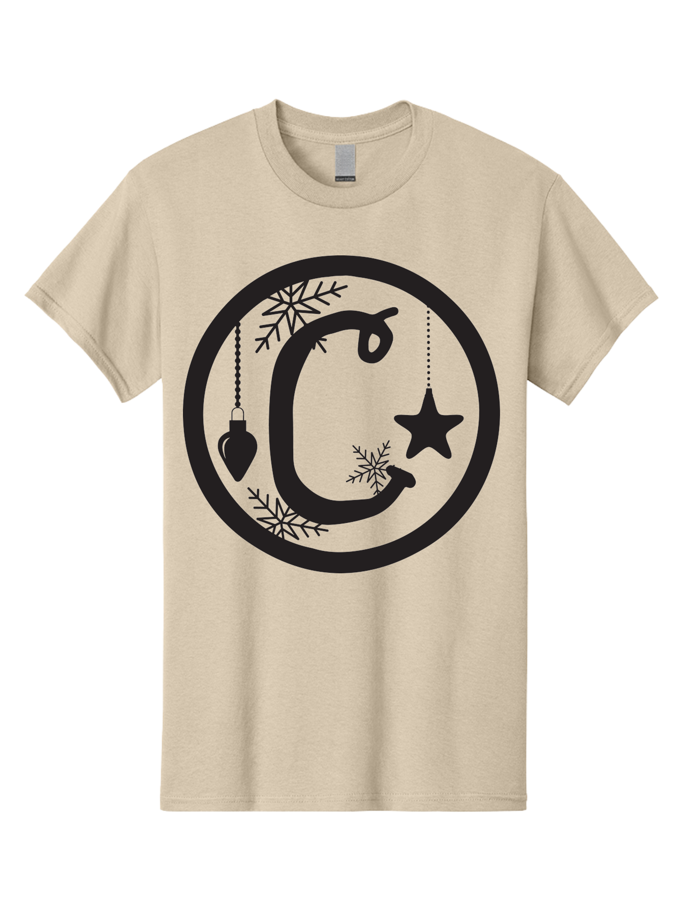 C Men'S Graphic Tee, 100% Cotton, Comfortable Casual Summer Wear, Machine Washable, Christmas Ornaments, Hanging Decorations, Christmas Tree, Festive Season, Holiday Decor, Winter Wonderland, Snowflakes, Christmas Star, Bauble, Christmas Theme Aac557