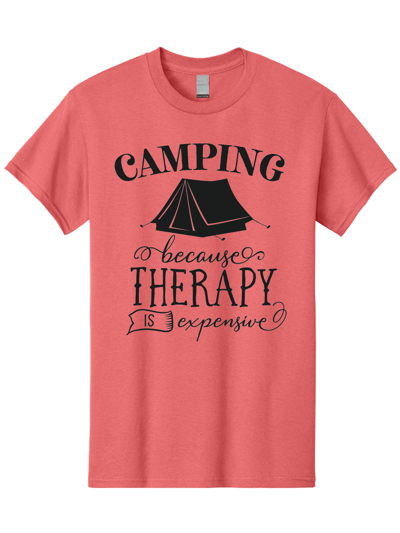 Camping-Because-Therapy-Is-Expensive Men'S Graphic Tee, 100% Cotton, Comfortable Casual Summer Wear, Machine Washable, Camping Quotes, Outdoor Adventures, Therapy Alternatives, Humorous Sayings, Camping Humor, Wellness Retreats, Aac559