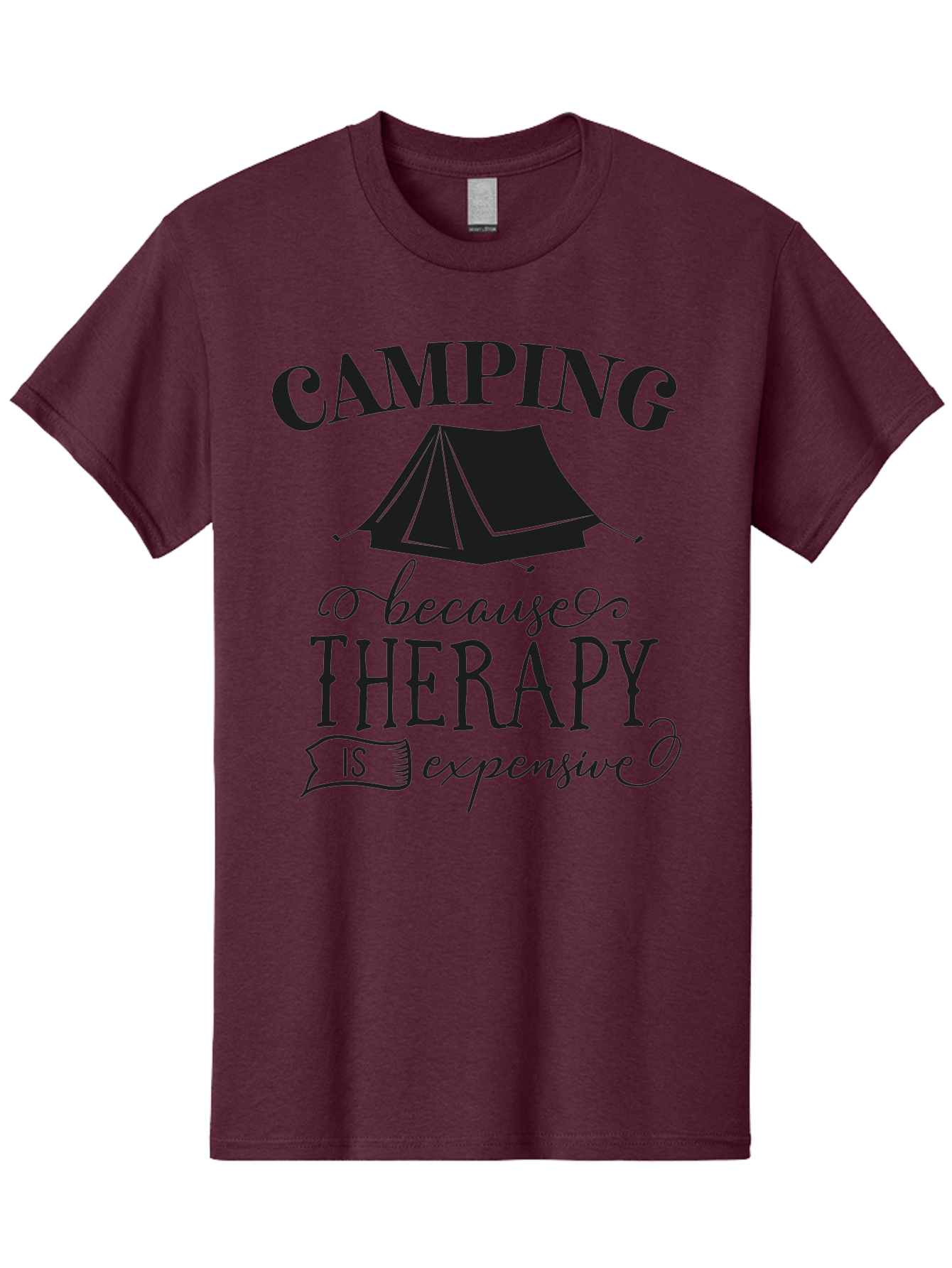 Camping-Because-Therapy-Is-Expensive Men'S Graphic Tee, 100% Cotton, Comfortable Casual Summer Wear, Machine Washable, Camping Quotes, Outdoor Adventures, Therapy Alternatives, Humorous Sayings, Camping Humor, Wellness Retreats, Aac559