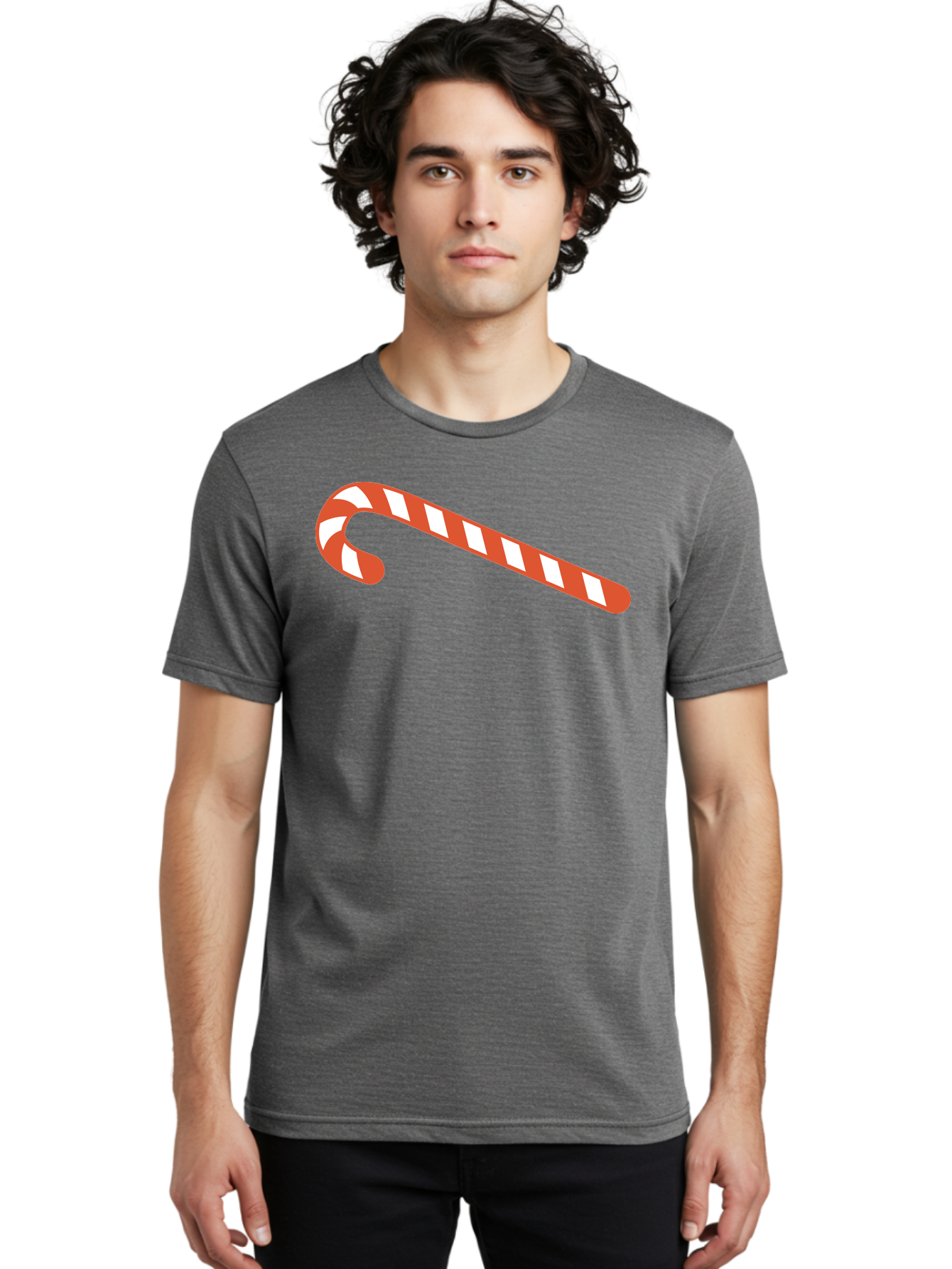 Candy-Cane Men'S Graphic Tee, 100% Cotton, Comfortable Casual Summer Wear, Machine Washable, Striped Candy Cane, Christmas Treat, Festive Holiday Symbol, Red And White Stripes, Sweet Holiday Tradition, Seasonal Delight Aac565
