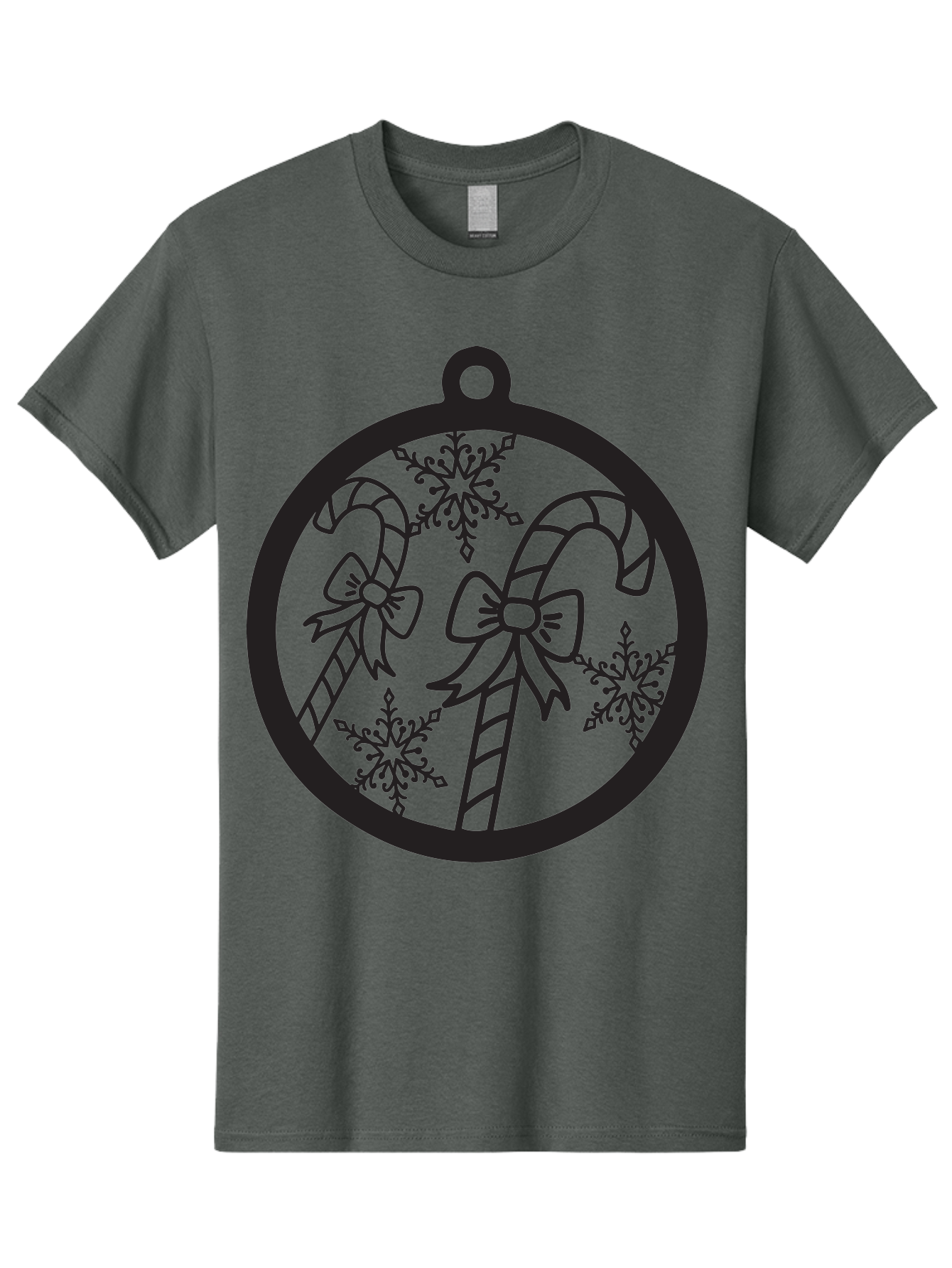 Candy-Canes-Ornament Men'S Graphic Tee, 100% Cotton, Comfortable Casual Summer Wear, Machine Washable, Candy Canes With Bows, Christmas Ornaments, Festive Holiday Decor, Winter Wonderland Theme, Snowflakes, Holiday Cheer, Aac566