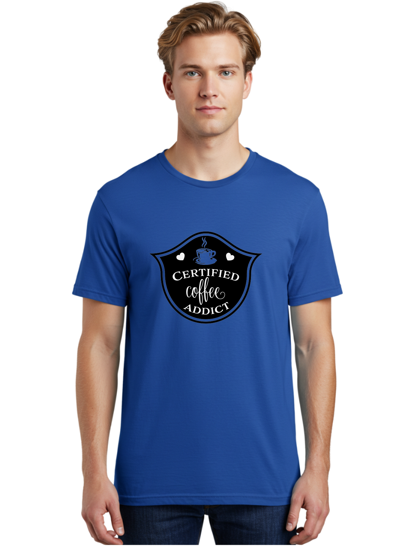 Certified-Coffee-Addict Men'S Graphic Tee, 100% Cotton, Comfortable Casual Summer Wear, Machine Washable, Coffee Lover, Coffee Addiction, Coffee Enthusiast, Coffee Culture, Caffeine Fix, Morning Coffee, Coffee Obsession Aac571