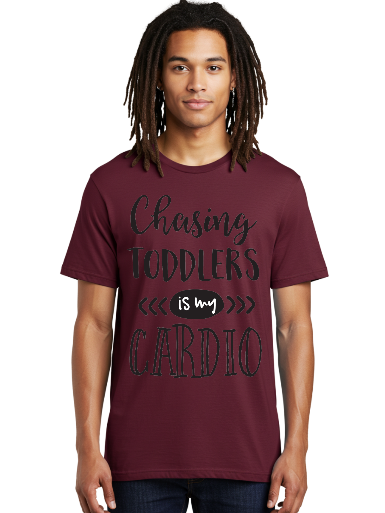 Chasing-Toddlers-Is-My-Cardio Men'S Graphic Tee, 100% Cotton, Comfortable Casual Summer Wear, Machine Washable, Funny Parenting Quote, Mom Life, Humor, Cardio Workout, Chasing Toddlers, Parenting Humor, Mom Jokes, Fitness, Active Parenting, Aac573