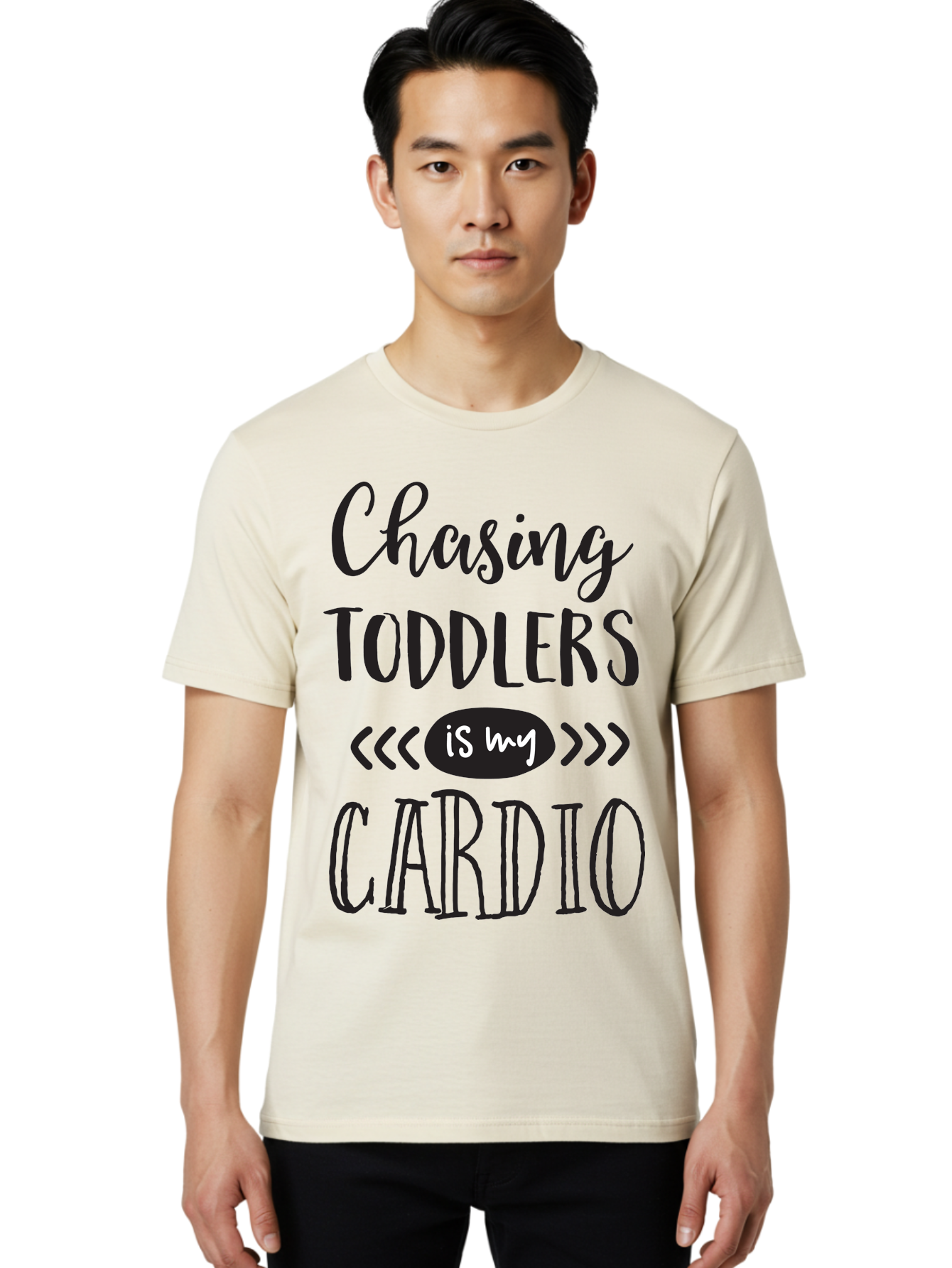 Chasing-Toddlers-Is-My-Cardio Men'S Graphic Tee, 100% Cotton, Comfortable Casual Summer Wear, Machine Washable, Funny Parenting Quote, Mom Life, Humor, Cardio Workout, Chasing Toddlers, Parenting Humor, Mom Jokes, Fitness, Active Parenting, Aac573