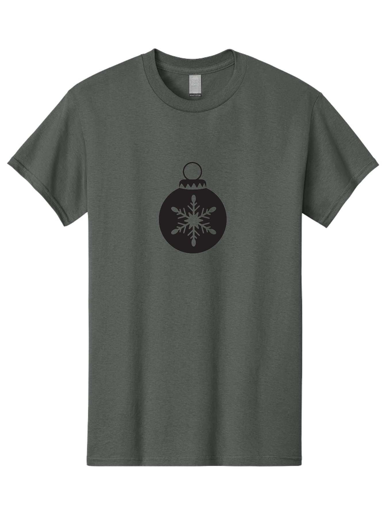 Christmas-Bauble Men'S Graphic Tee, 100% Cotton, Comfortable Casual Summer Wear, Machine Washable, Christmas Decoration, Festive Symbol, Snowflake Design, Holiday Ornament, Black And Green, Winter Wonderland Theme, Seasonal Graphic, Aac576