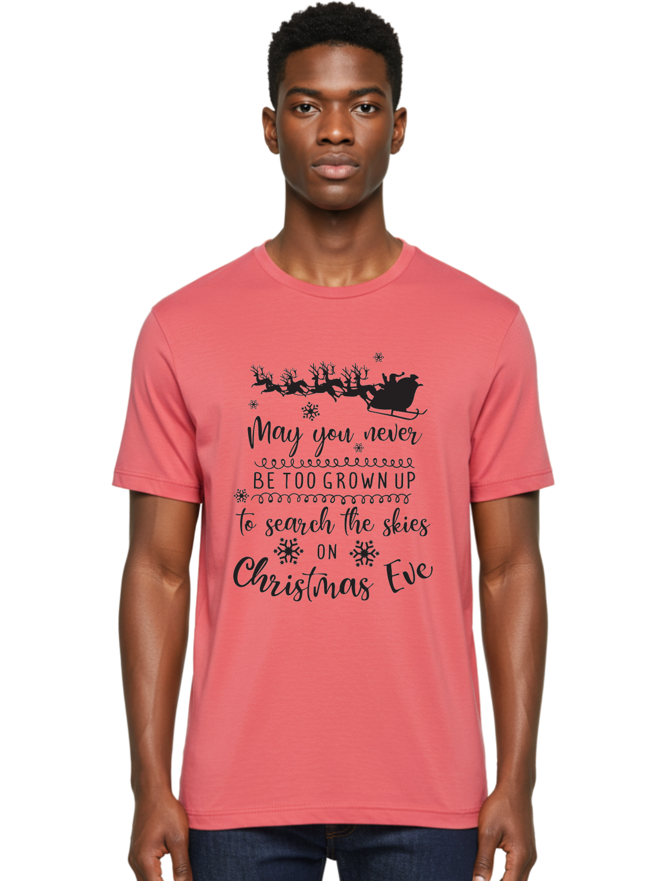 Christmas-Eve Men'S Graphic Tee, 100% Cotton, Comfortable Casual Summer Wear, Machine Washable, Christmas Eve Wish, Santa Claus, Sleigh Ride, Reindeer, Festive Quote, Holiday Magic, Winter Wonderland, Christmas Magic, Santa'S Sleigh Aac581