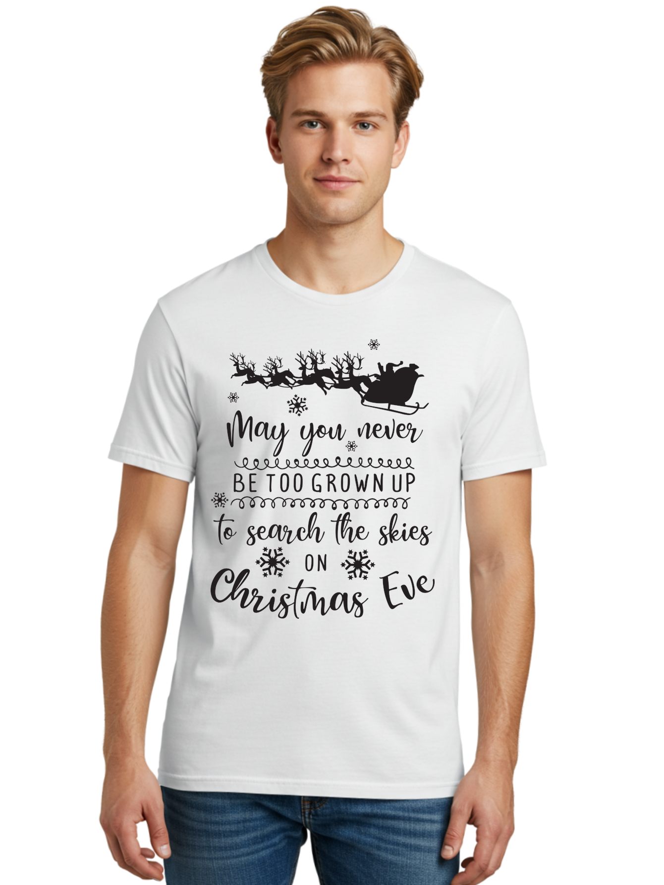 Christmas-Eve Men'S Graphic Tee, 100% Cotton, Comfortable Casual Summer Wear, Machine Washable, Christmas Eve Wish, Santa Claus, Sleigh Ride, Reindeer, Festive Quote, Holiday Magic, Winter Wonderland, Christmas Magic, Santa'S Sleigh Aac581