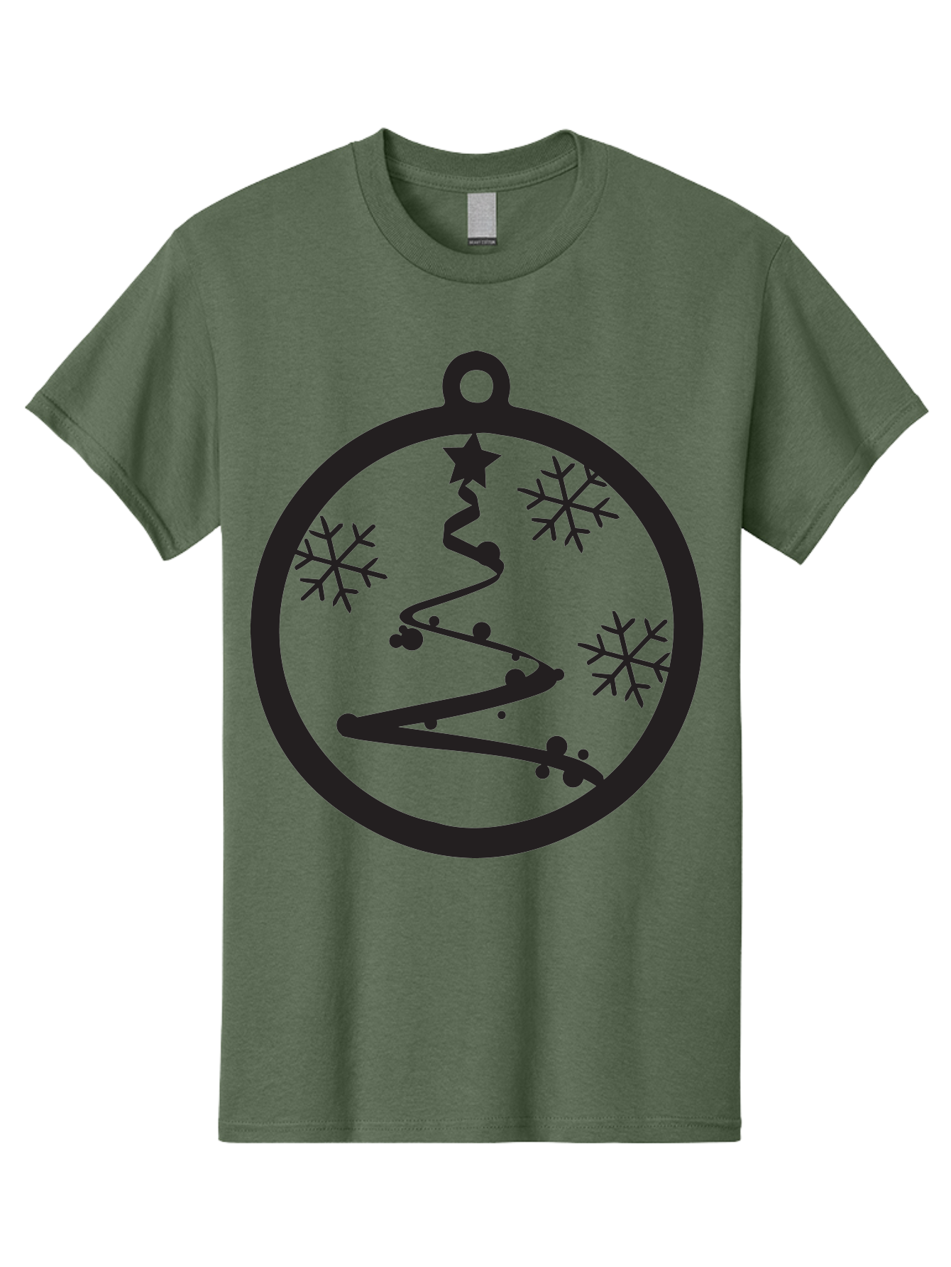 Christmas-Ornament-1 Men'S Graphic Tee, 100% Cotton, Comfortable Casual Summer Wear, Machine Washable, Christmas Tree, Snowflakes, Winter Decoration, Festive Symbol, Holiday Ornaments, Christmas Decor, Tree Silhouette, Star On Top, Aac582