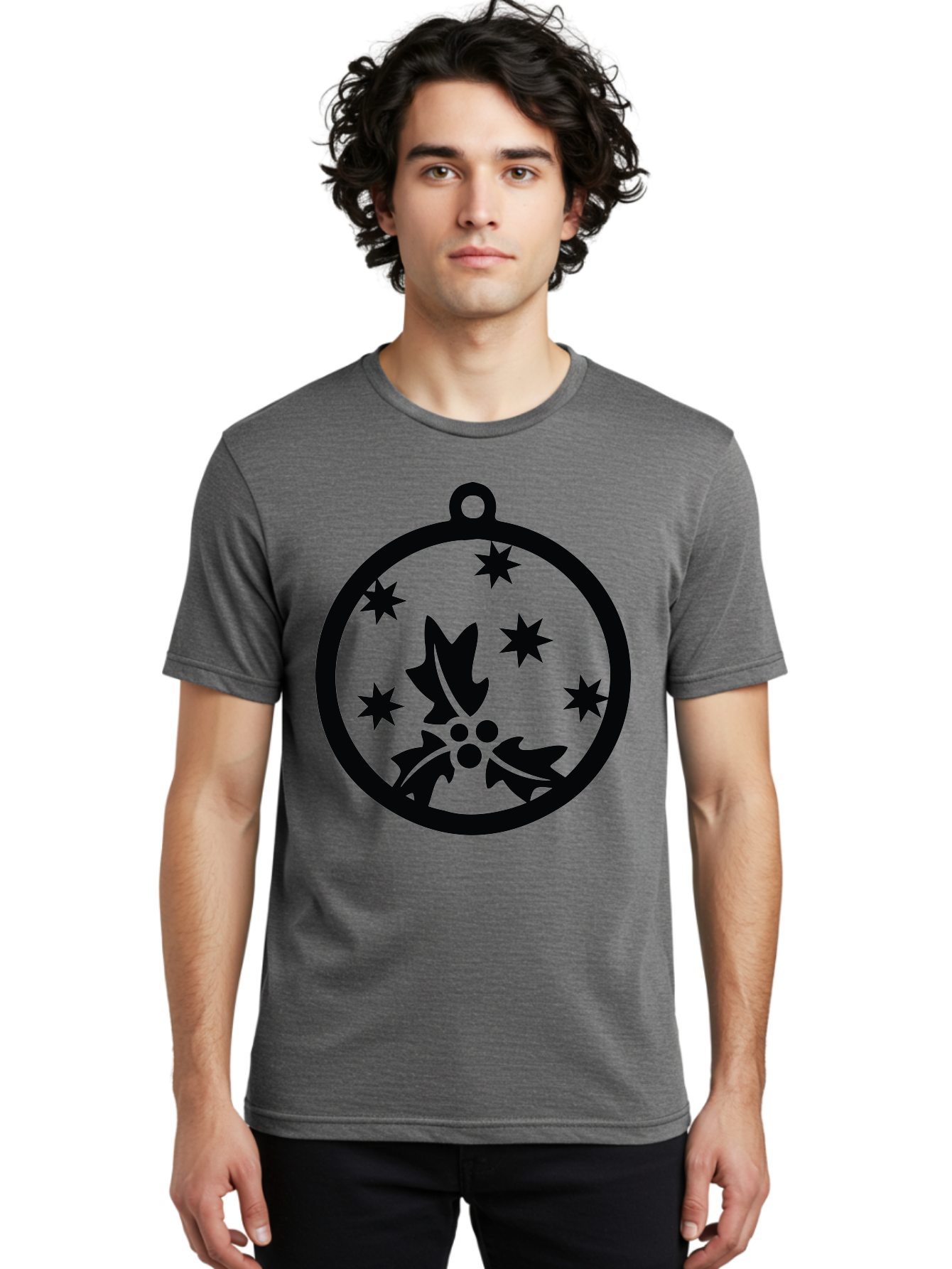Christmas-Ornament Men'S Graphic Tee, 100% Cotton, Comfortable Casual Summer Wear, Machine Washable, Christmas Bauble, Holly Decoration, Festive Stars, Holiday Ornament, Seasonal Design, Winter Decor, Christmas Symbol Aac584