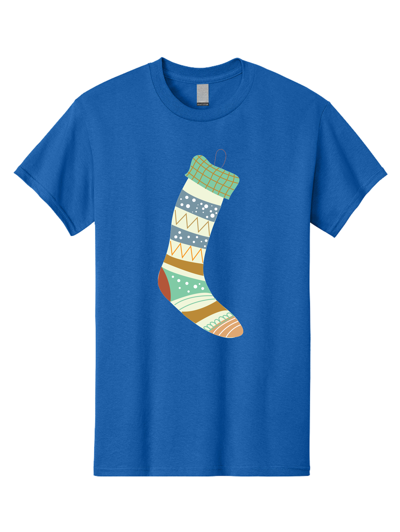 Christmas-Stocking Men'S Graphic Tee, 100% Cotton, Comfortable Casual Summer Wear, Machine Washable, Christmas Stocking, Holiday Decor, Festive Patterns, Stripes, Polka Dots, Chevron Design, Hanging Ornament, Seasonal Decoration, Aac587