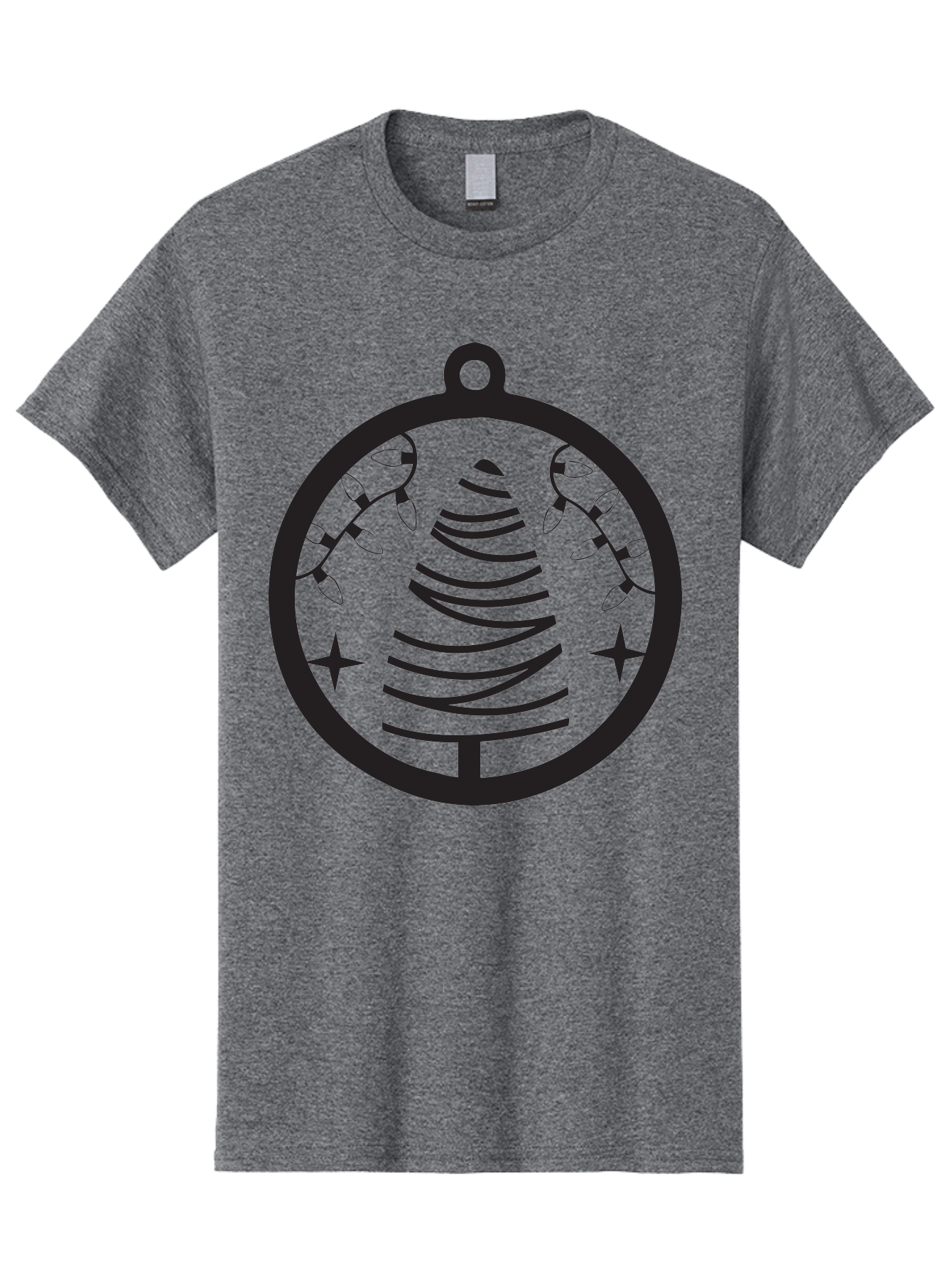 Christmas-Tree-Ornament-1 Men'S Graphic Tee, 100% Cotton, Comfortable Casual Summer Wear, Machine Washable, Christmas Tree, Holiday Decoration, Festive Lights, Stars, Winter Wonderland, Christmas Ornament, Black Silhouette, Festive Design Aac590