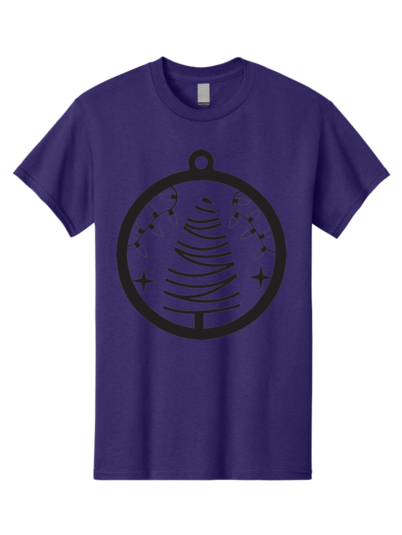 Christmas-Tree-Ornament-1 Men'S Graphic Tee, 100% Cotton, Comfortable Casual Summer Wear, Machine Washable, Christmas Tree, Holiday Decoration, Festive Lights, Stars, Winter Wonderland, Christmas Ornament, Black Silhouette, Festive Design Aac590