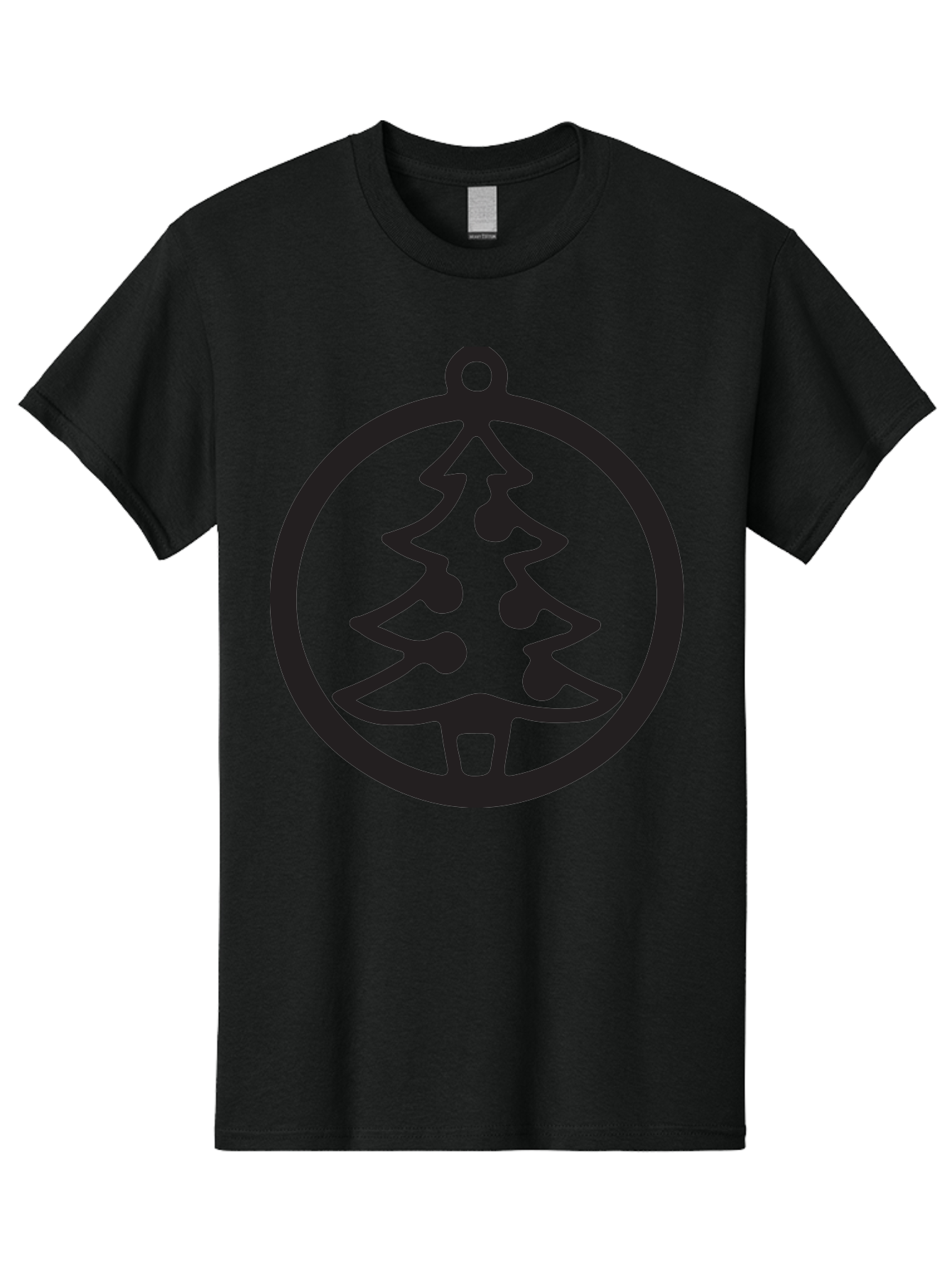 Christmas-Tree-Ornament-2 Men'S Graphic Tee, 100% Cotton, Comfortable Casual Summer Wear, Machine Washable, Christmas Tree, Holiday Decoration, Festive Symbol, Ornament Design, Black Silhouette, Simple Shape, Bauble, Christmas Theme, Aac591