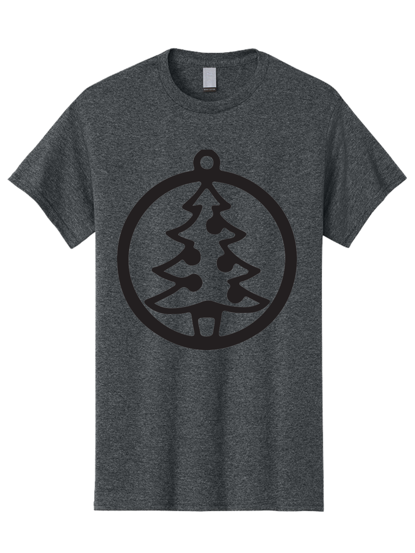 Christmas-Tree-Ornament-2 Men'S Graphic Tee, 100% Cotton, Comfortable Casual Summer Wear, Machine Washable, Christmas Tree, Holiday Decoration, Festive Symbol, Ornament Design, Black Silhouette, Simple Shape, Bauble, Christmas Theme, Aac591